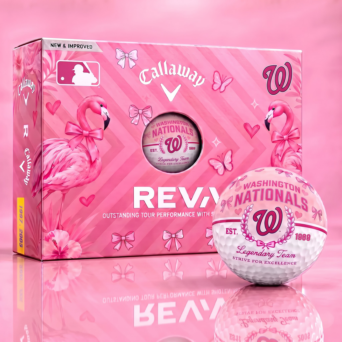 WN x Custom MLB Pink Coquette Ladies Golf Balls