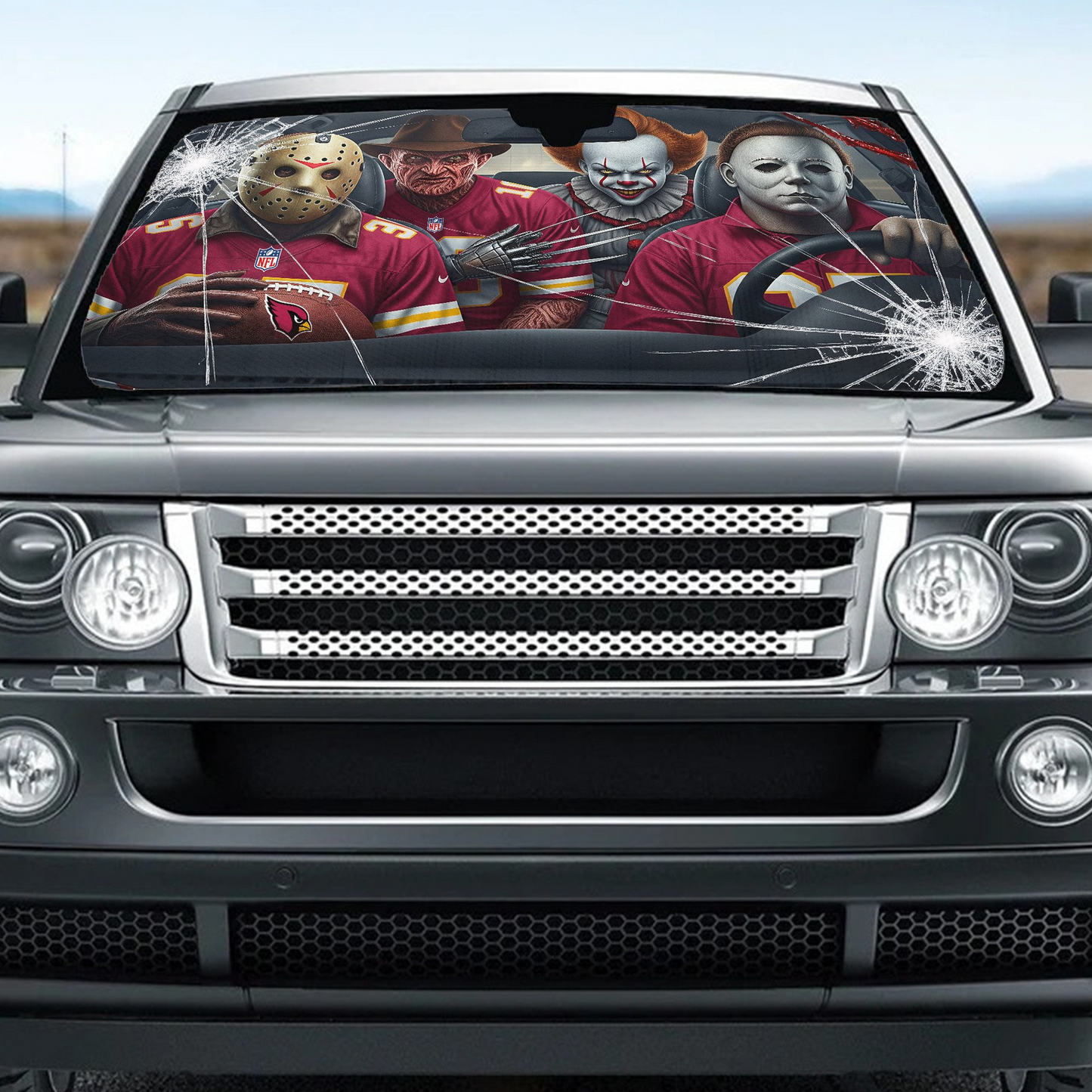 AC x NFL Horror Car Sunshade For Fan DDT CTND