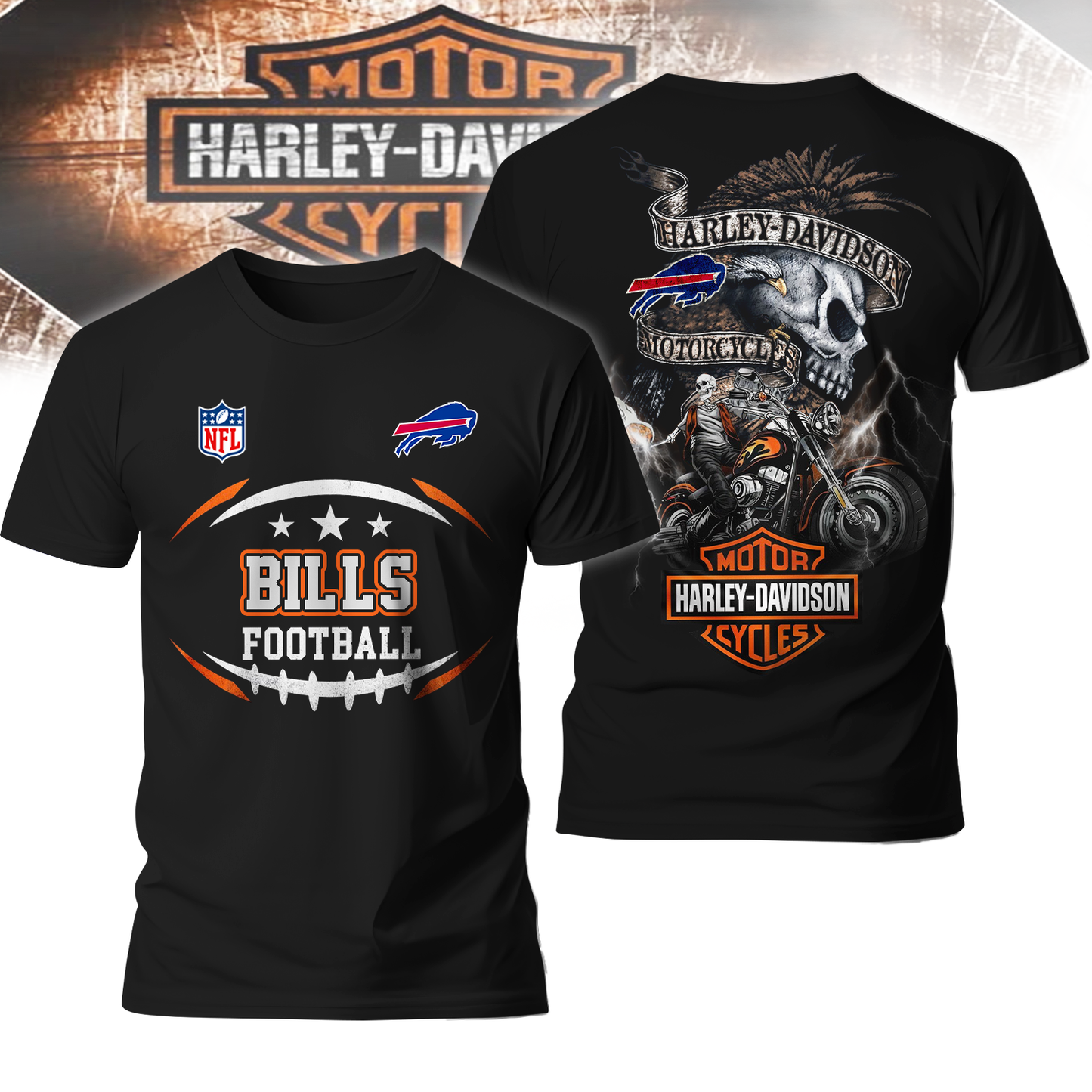 BB Premium NFL Harley Davidson V2 3D Shirt DDT CTND