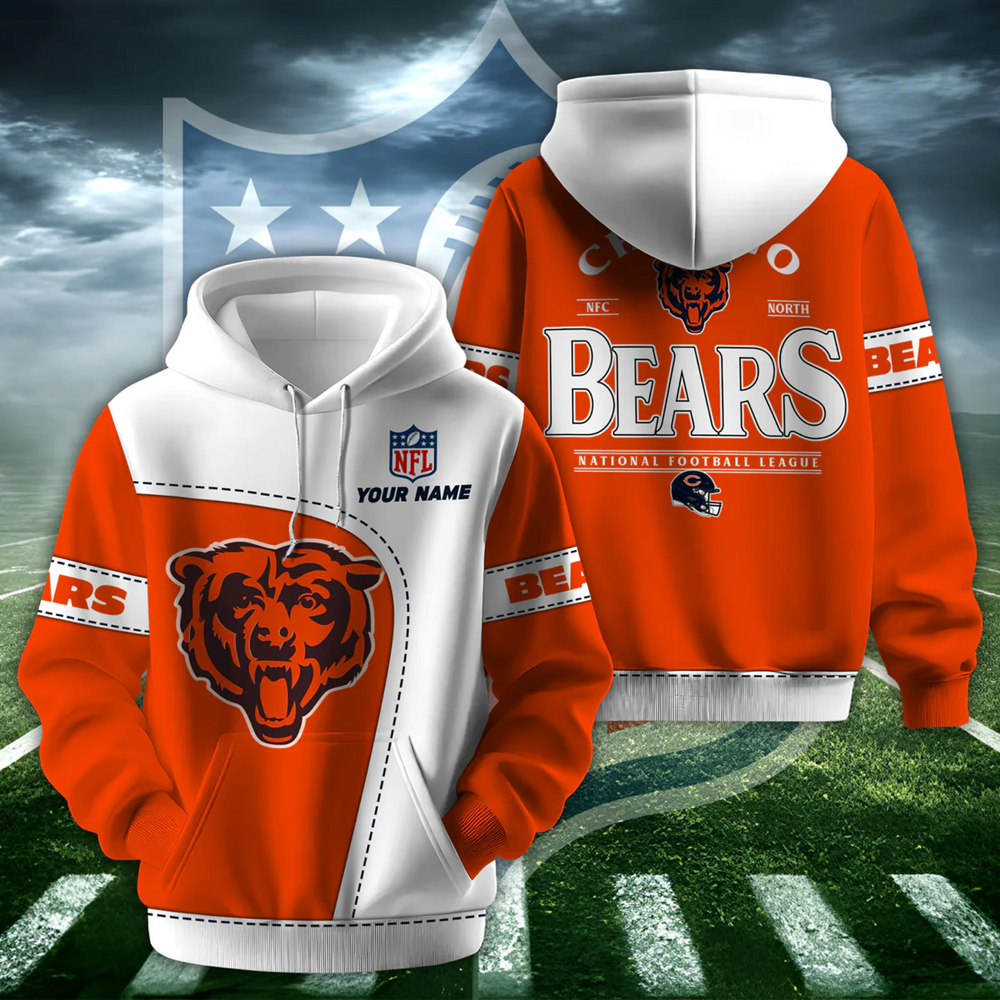 CHI X NFL Classic Logo Limited Edition Hoodie And Cap NAK NHT
