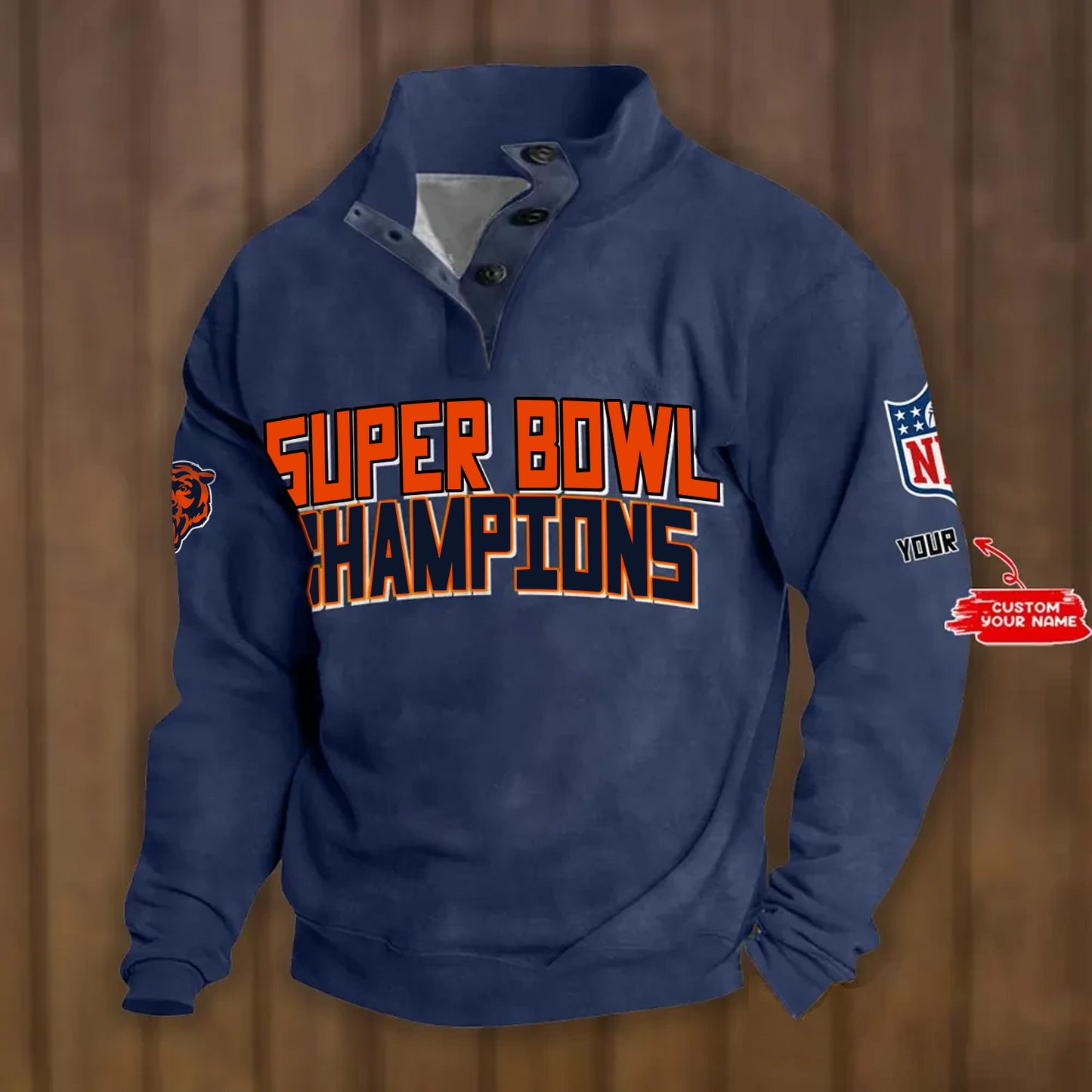 CHI x NFL Double Breasted Stand Collar Hoodies DATND TANTD