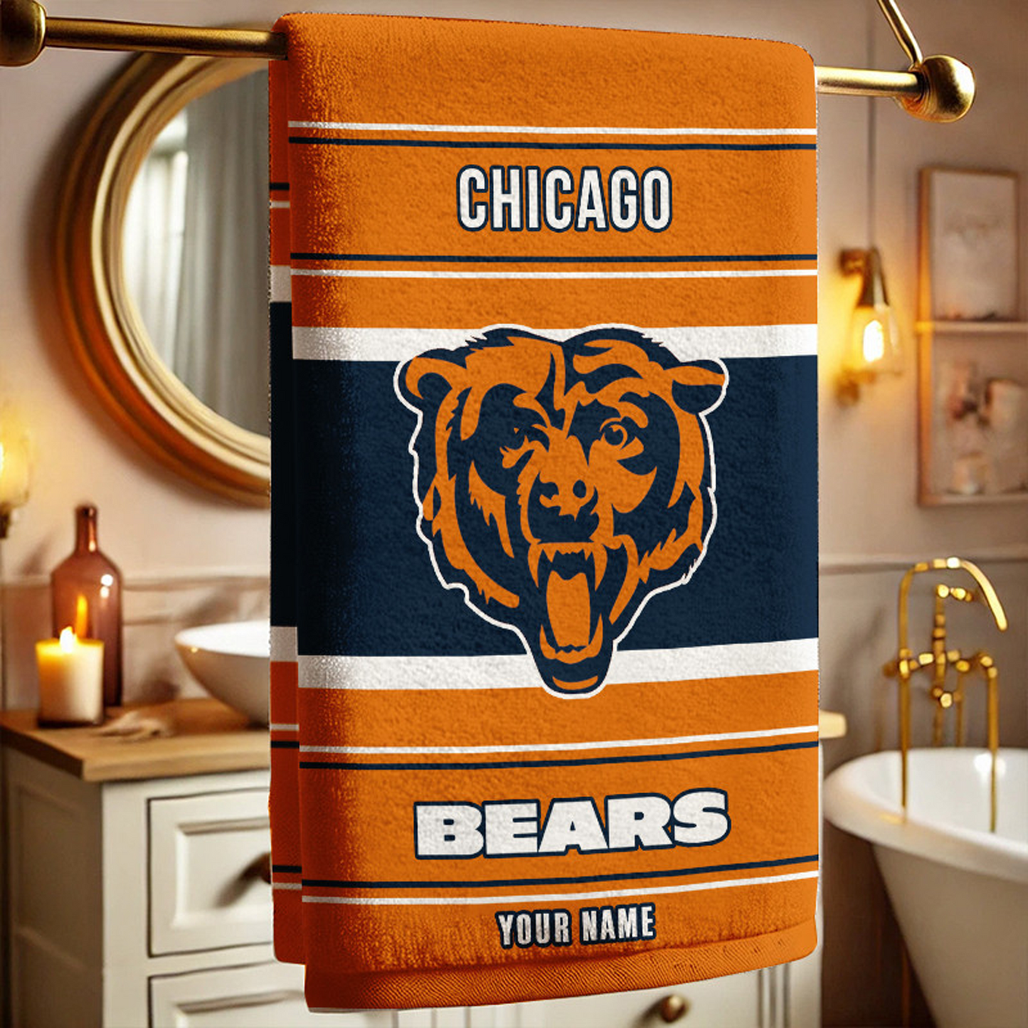 CHI X NFL New Bath Towel Custom Any Name Gifts NAK NHT