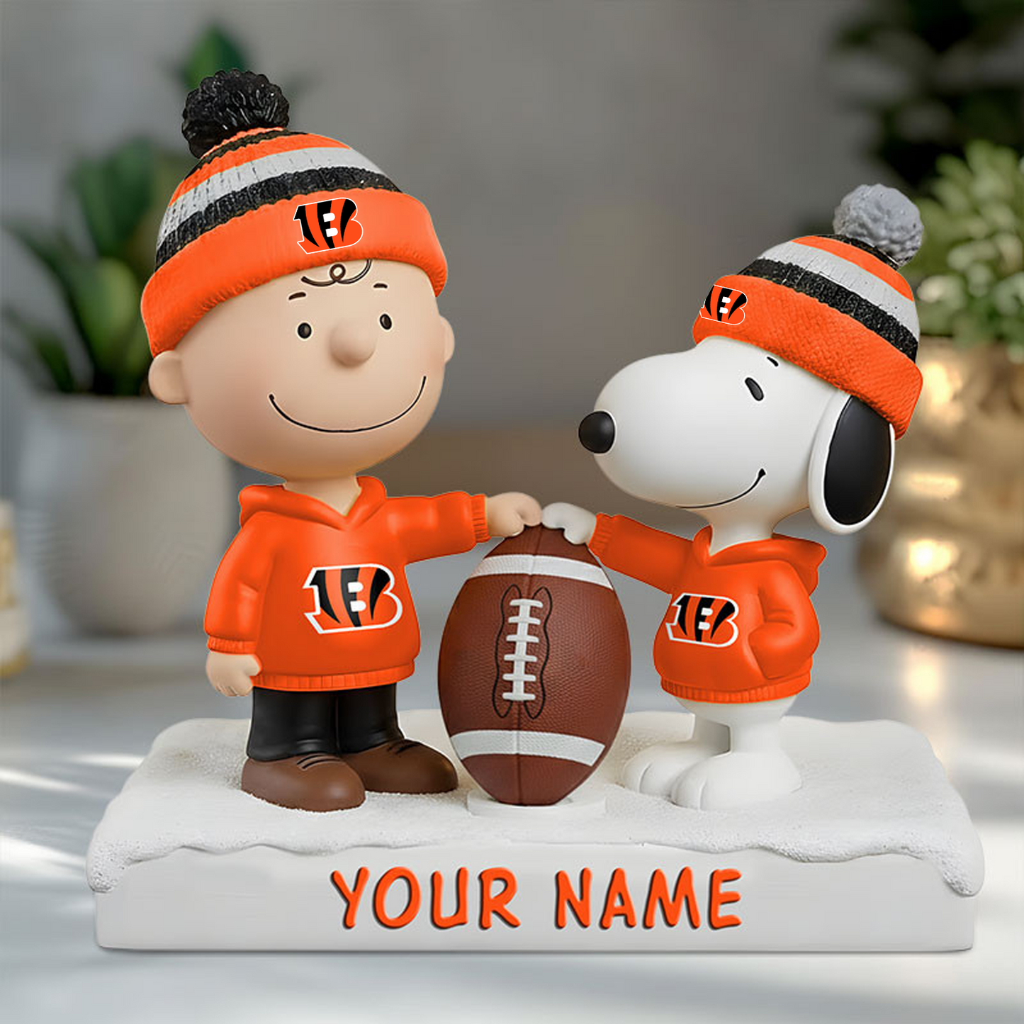 CIN X NFL And SnooPy Acrylic Block Plaque Custom Name Gifts NAK NHT