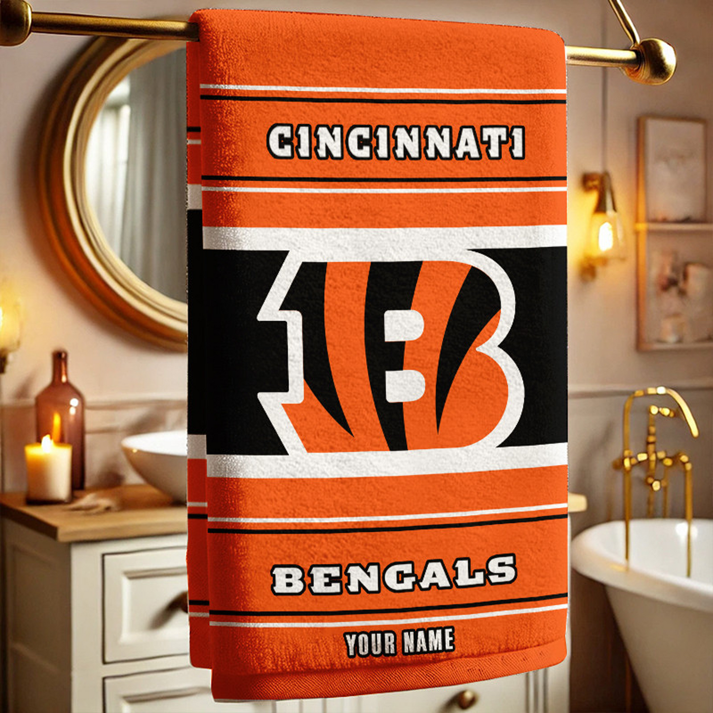 CIN X NFL New Bath Towel Custom Any Name Gifts NAK NHT