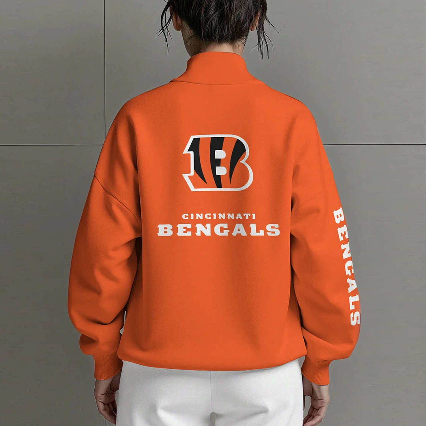 CIN X NFL Women Plain Color Zip Up Long Sleeve Sweatshirt NAK NHT