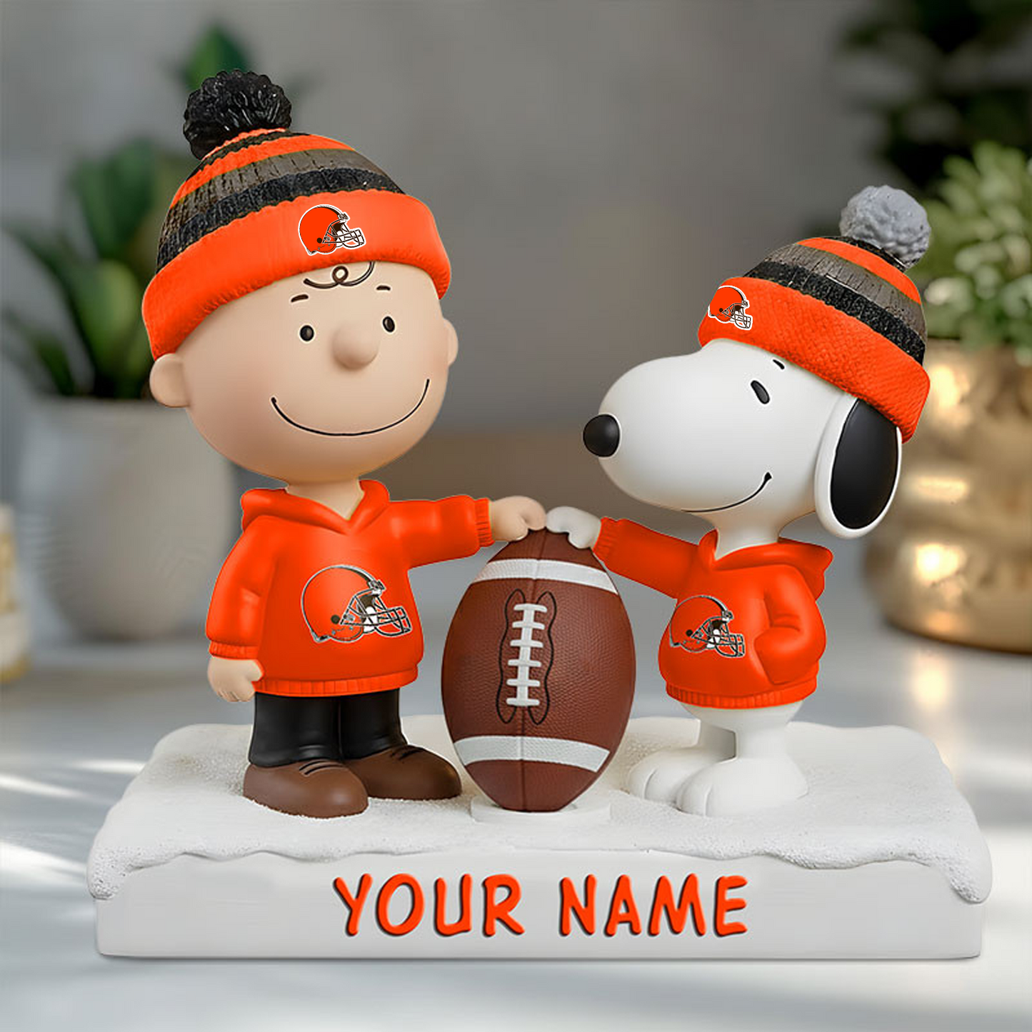 CLE X NFL And SnooPy Acrylic Block Plaque Custom Name Gifts NAK NHT