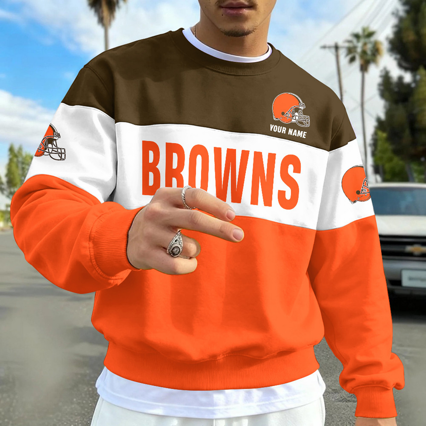 CLE X NFL Special NFL Long Sleeve Sweatshirt Custom Name Gift NAK NHT