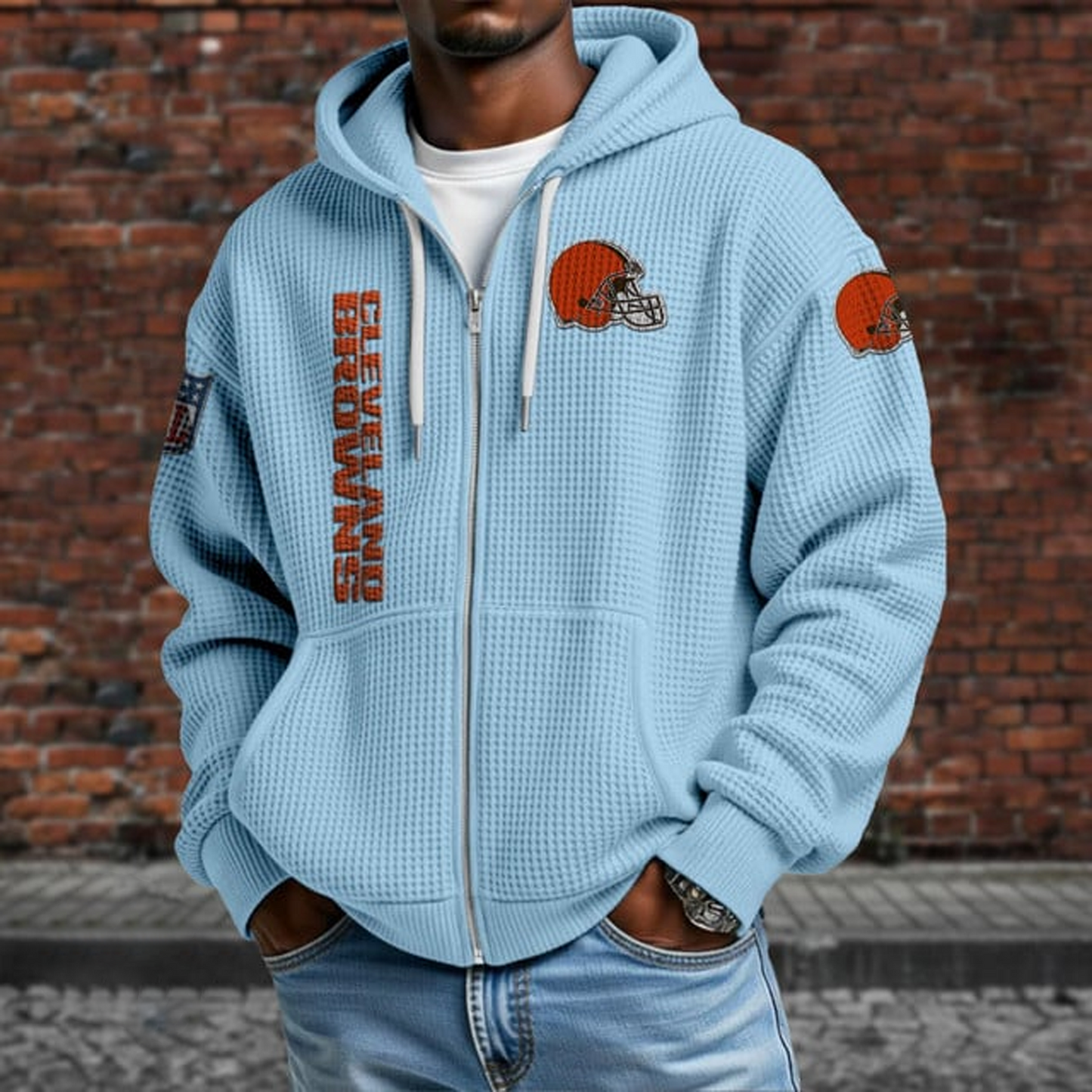 CLE X NFL Textured Lounge Zip-up Hoodie NAK NHT