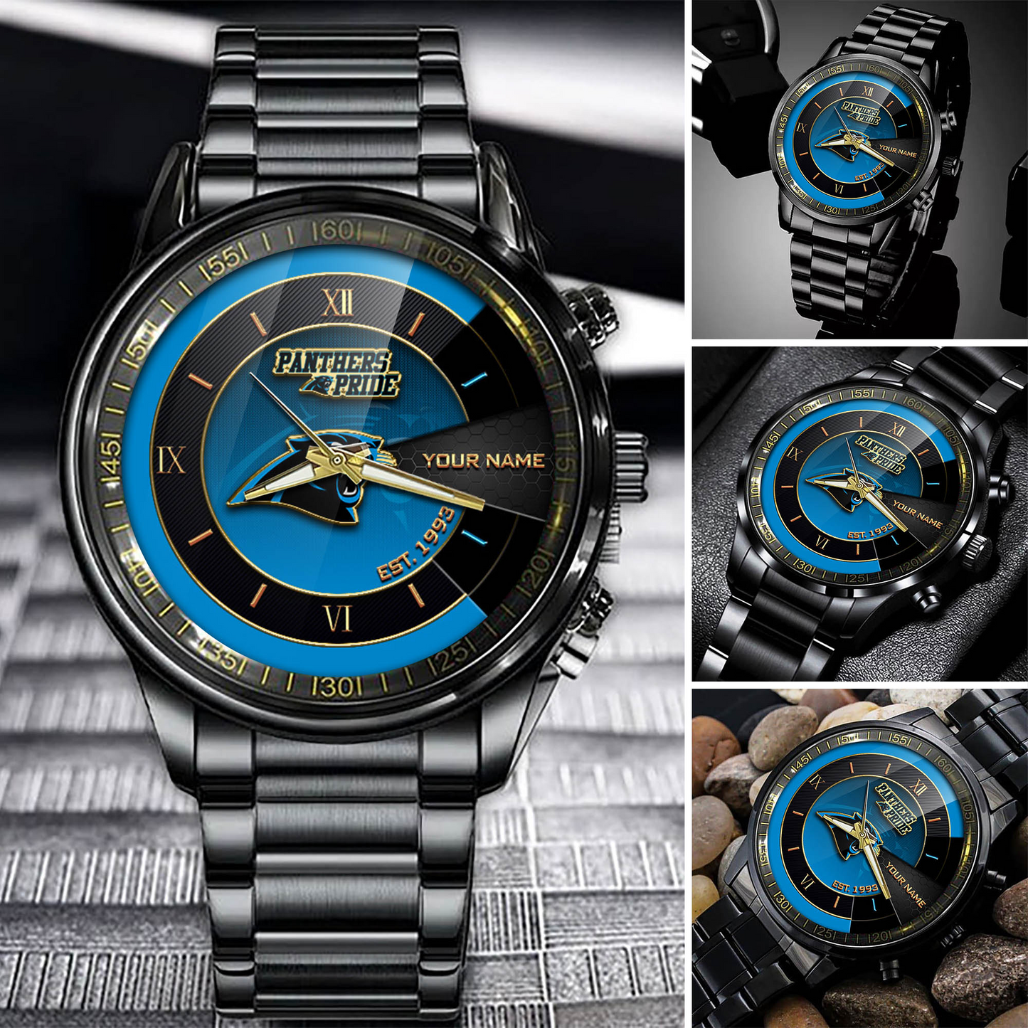Customize Your Name CP x NFL Black Fashion Watch Fan Gifts DDT CTND