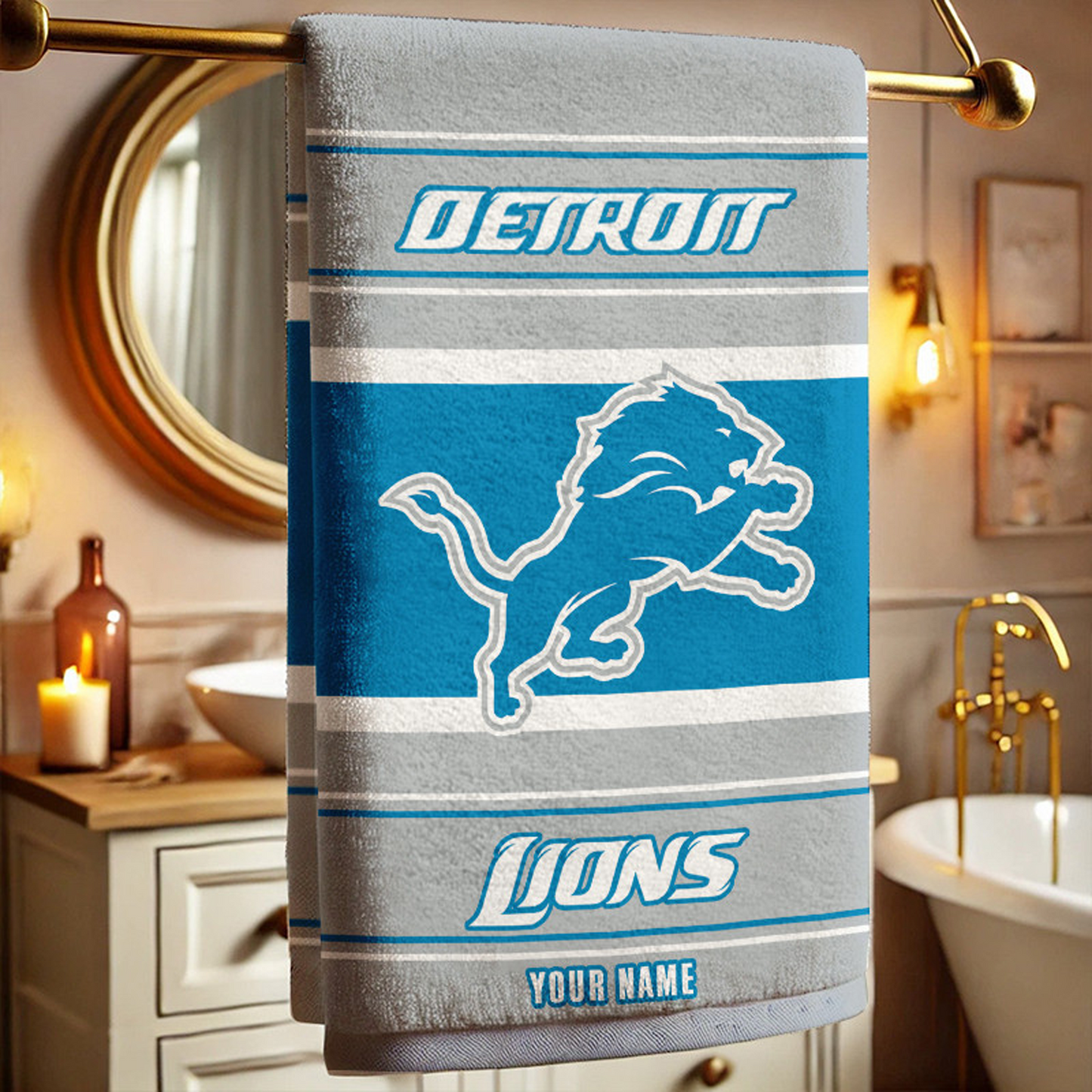 DET X NFL New Bath Towel Custom Any Name Gifts NAK NHT