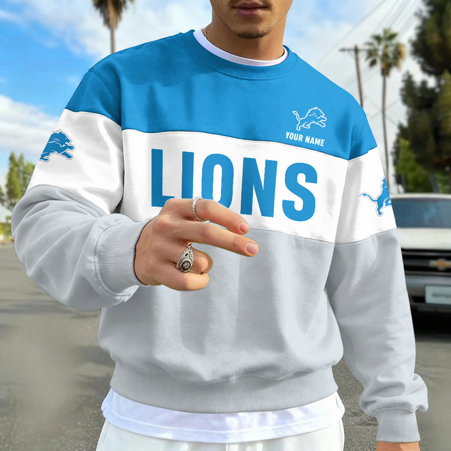 DET X NFL Special NFL Long Sleeve Sweatshirt Custom Name Gift NAK NHT