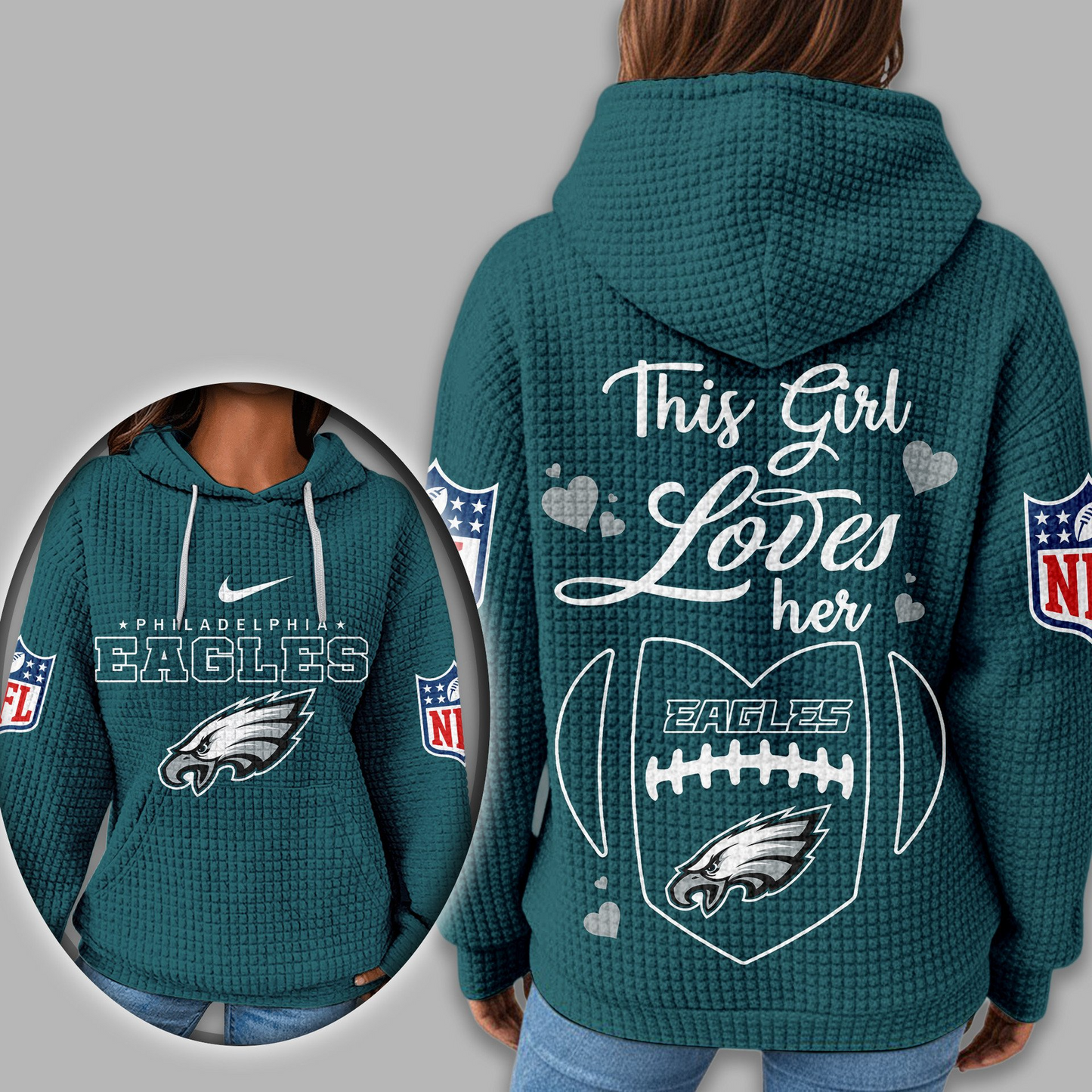 Premium NFL X PHI Game Day Waffle Hoodie NDT TDT 231125