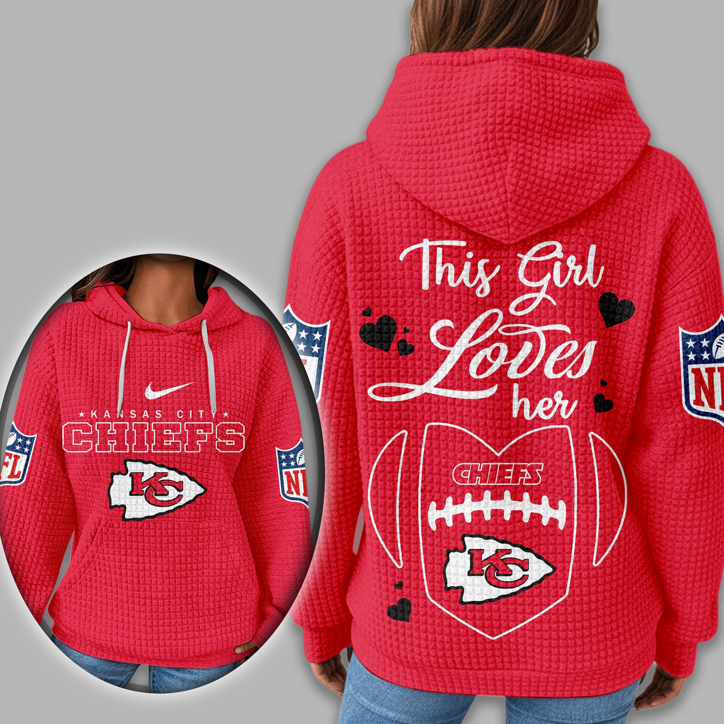 Premium NFL X KCC Game Day Waffle Hoodie NDT TDT 231125