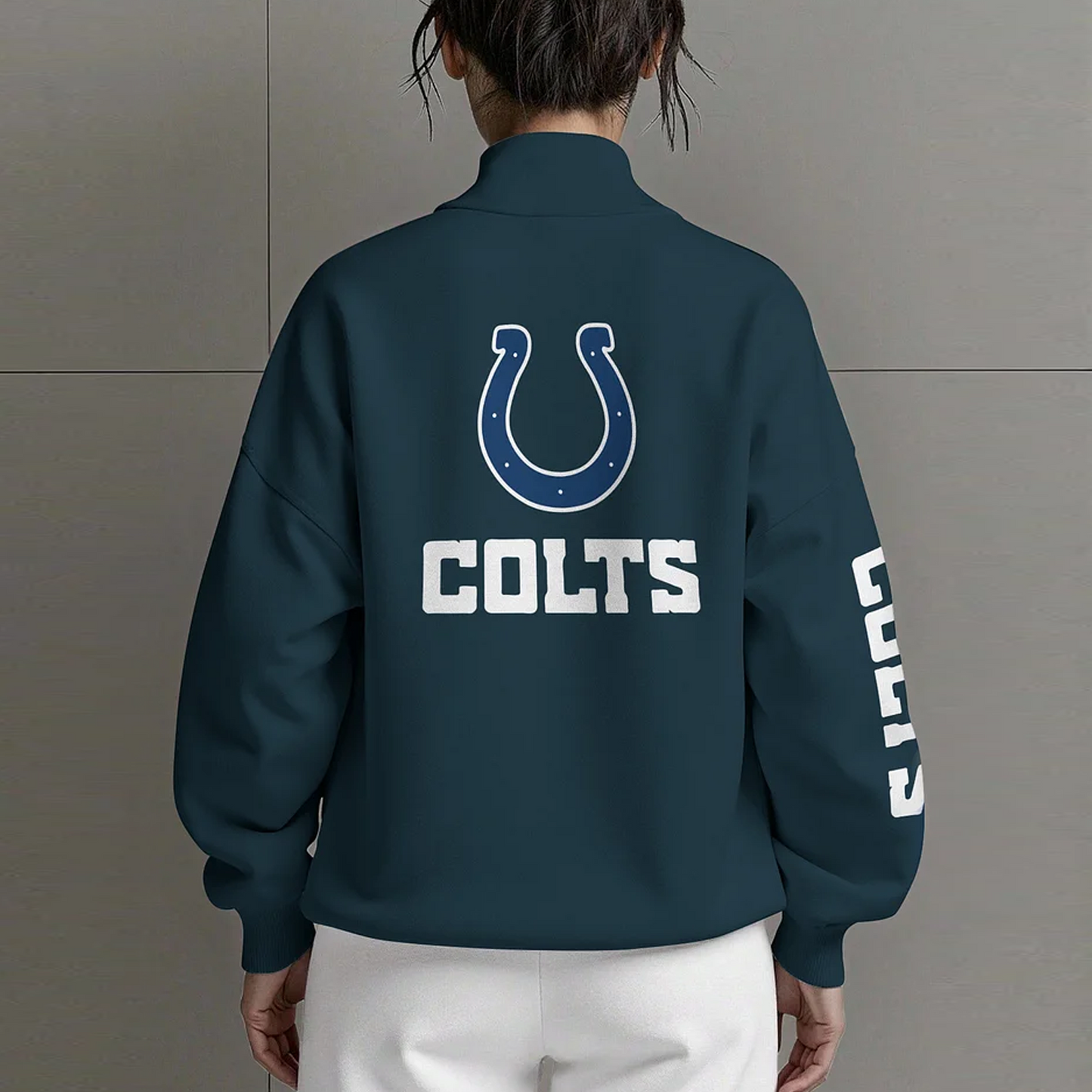 IND X NFL Women Plain Color Zip Up Long Sleeve Sweatshirt NAK NHT