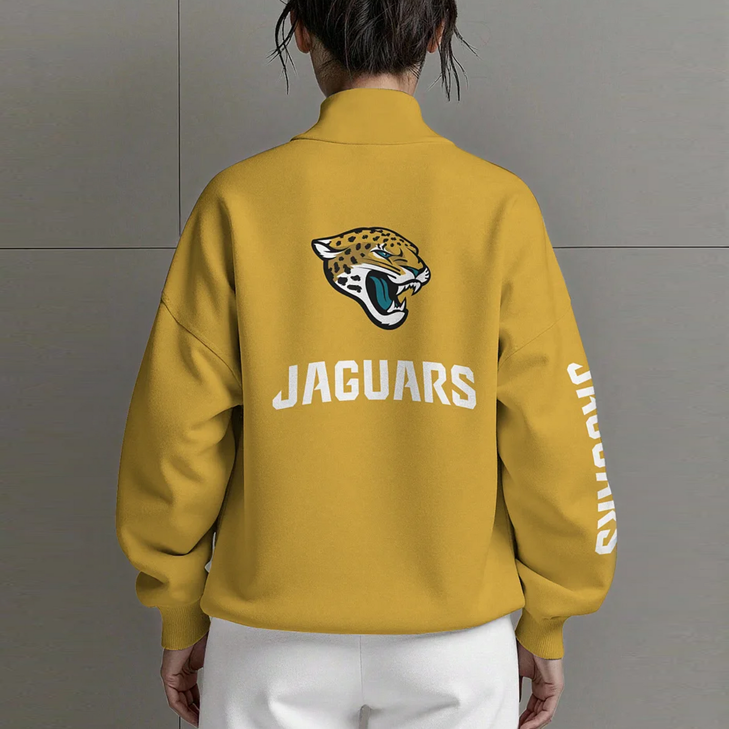 JAC X NFL Women Plain Color Zip Up Long Sleeve Sweatshirt NAK NHT