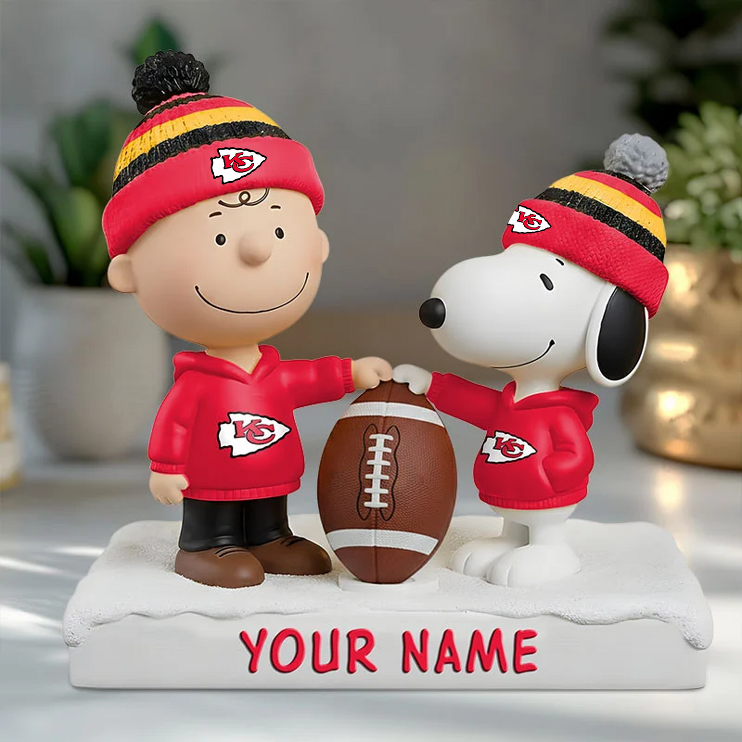 KC X NFL And SnooPy Acrylic Block Plaque Custom Name Gifts NAK NHT