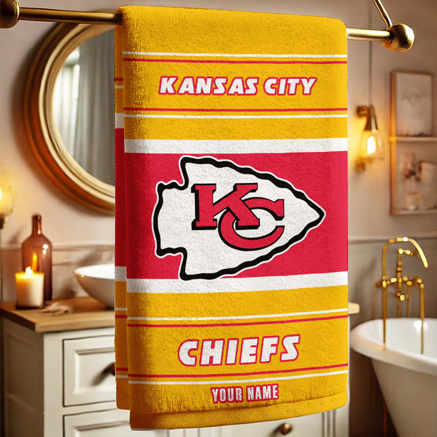KC X NFL New Bath Towel Custom Any Name Gifts NAK NHT