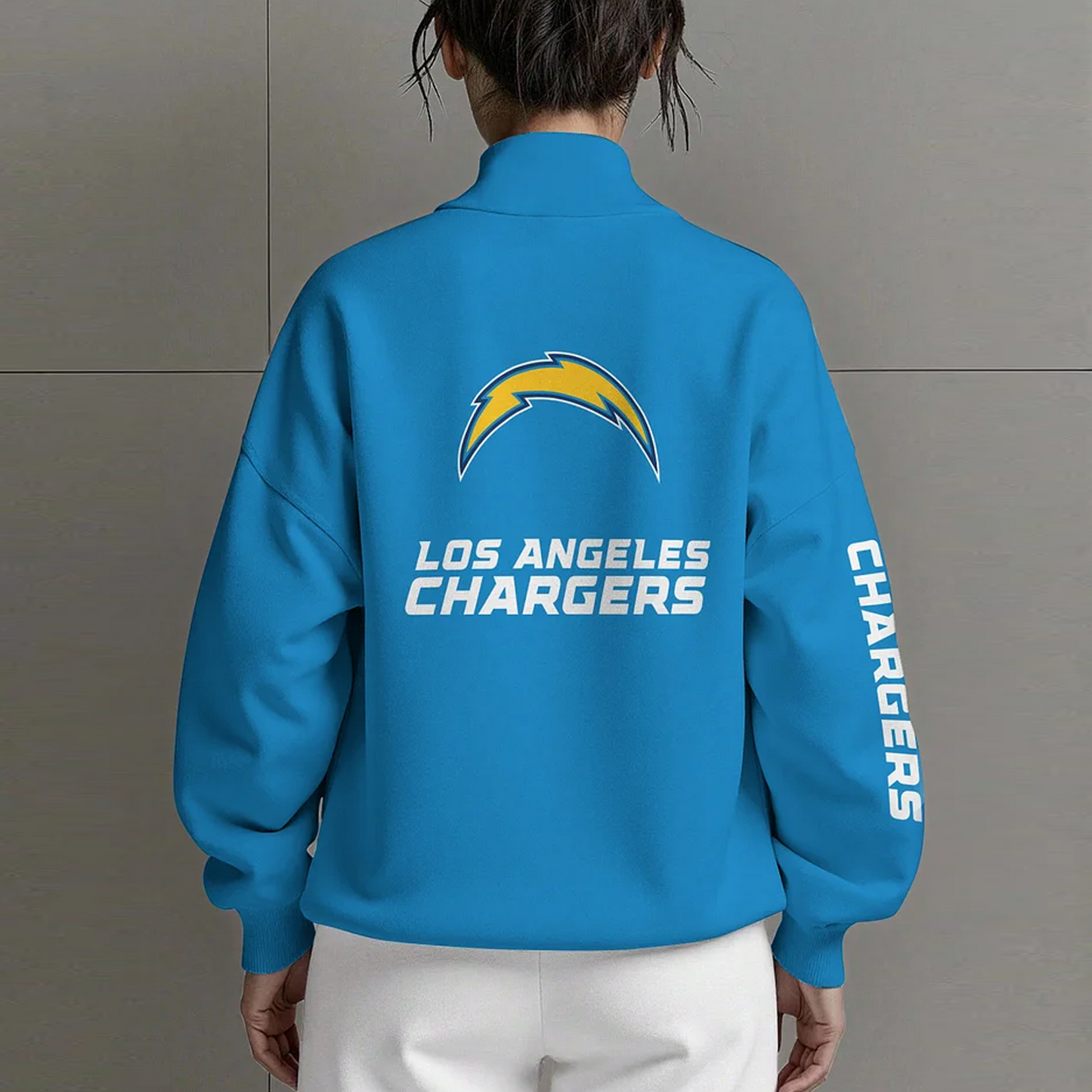 LAC X NFL Women Plain Color Zip Up Long Sleeve Sweatshirt NAK NHT