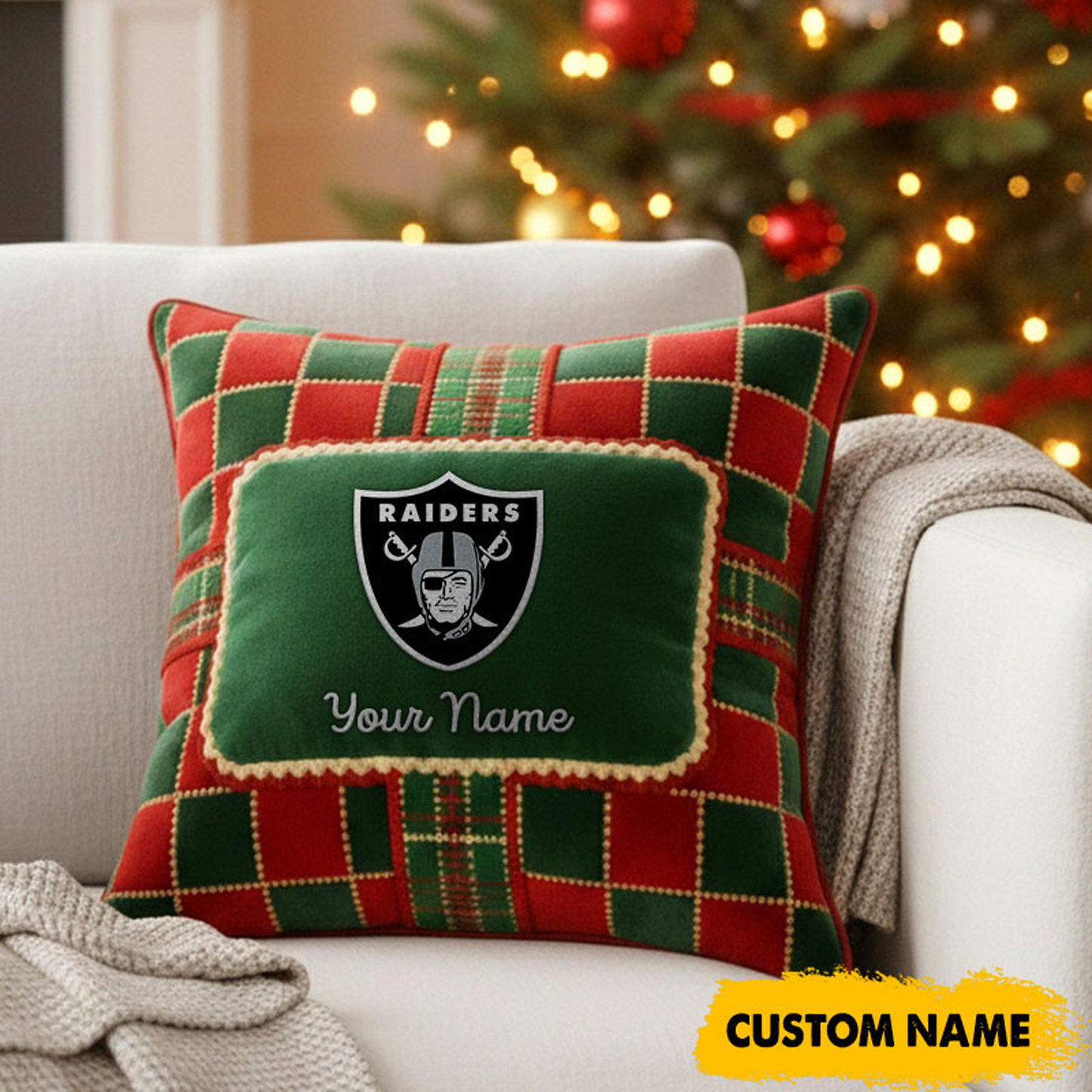 LV x NFL Christmas New Square Pillow DatND DVT