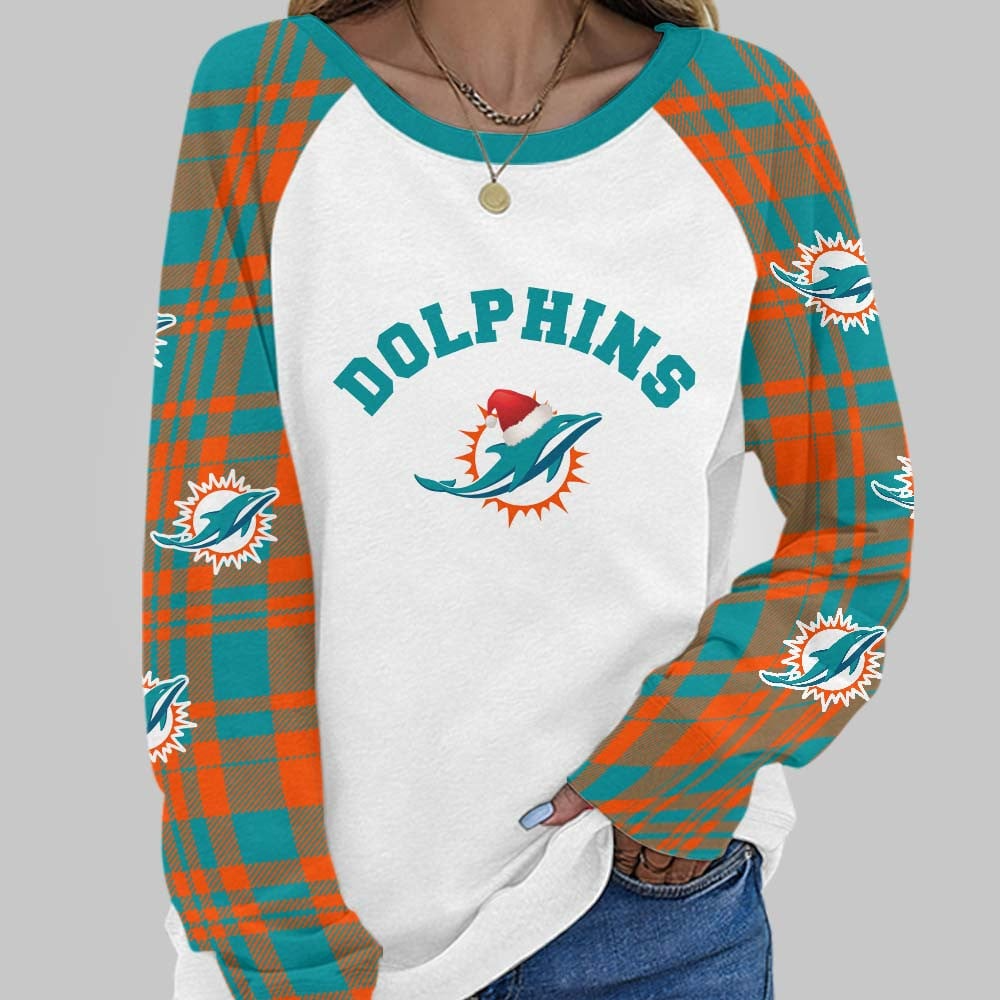 MD Premium NFL Cozy Round Neck Raglan Sleeve Sweatshirt DDT CTND