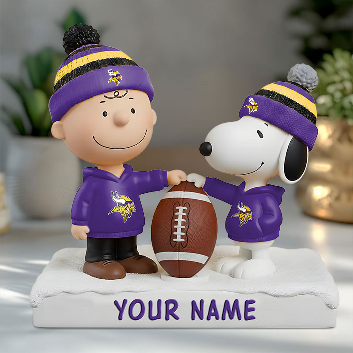 MIN X NFL And SnooPy Acrylic Block Plaque Custom Name Gifts NAK NHT