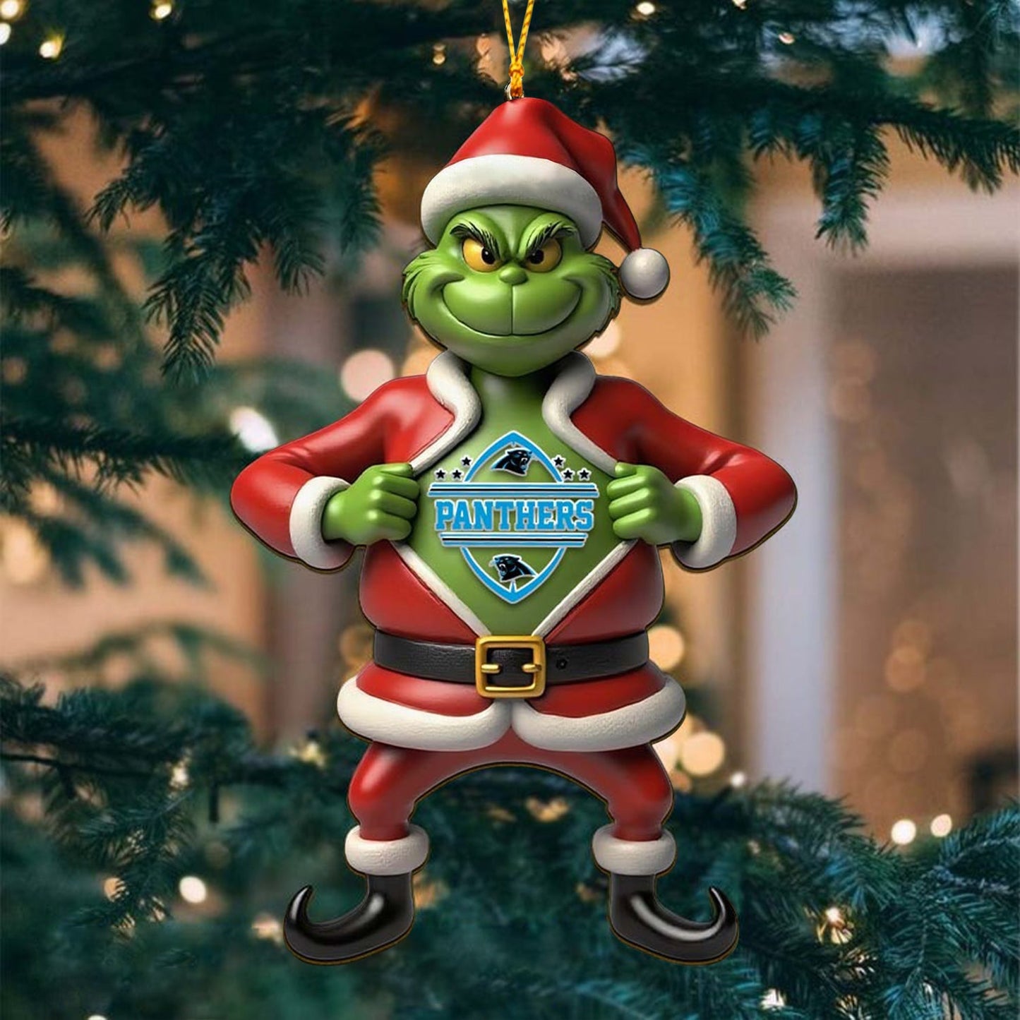 NFL CAR The Grinch x Christmas Acrylic Ornament Gift For Fan NDT NHM