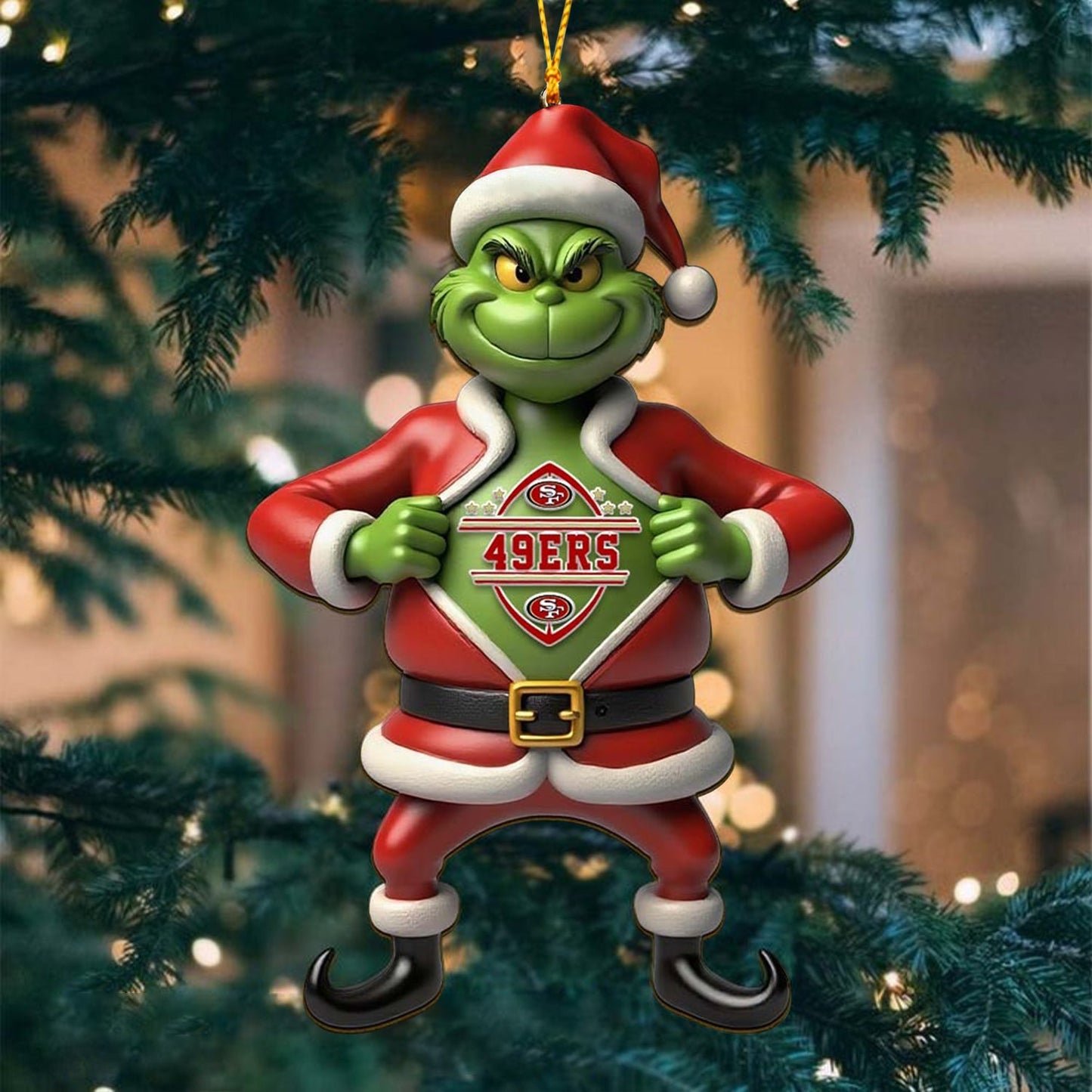 NFL SF The Grinch x Christmas Acrylic Ornament Gift For Fan NDT NHM