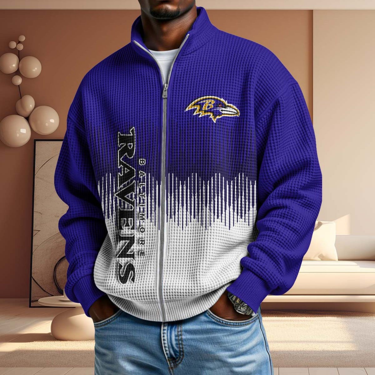 NFL x BAL BiColour Waffle Zipper Jacket HLP HLPHUONG
