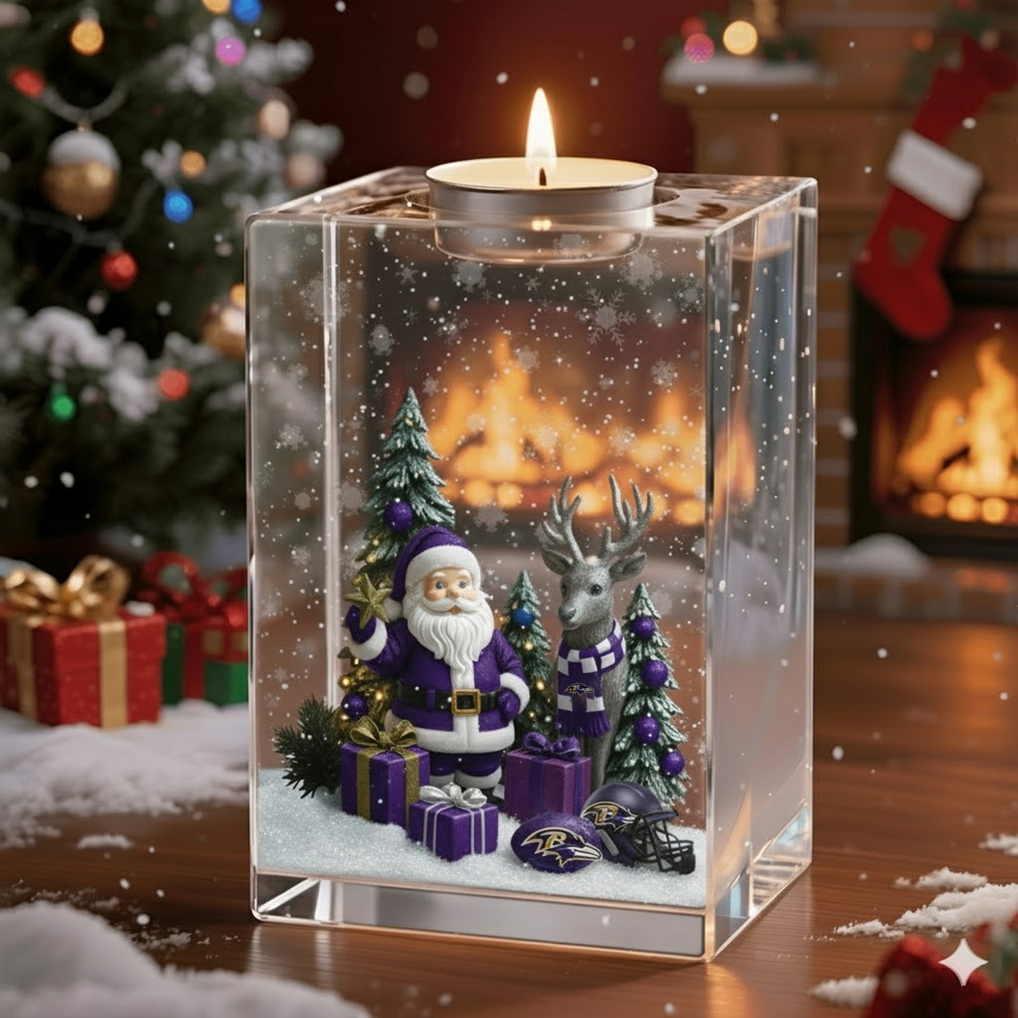 NFL x BAL Christmas Crystal Candle Holder V1 NAK NHT