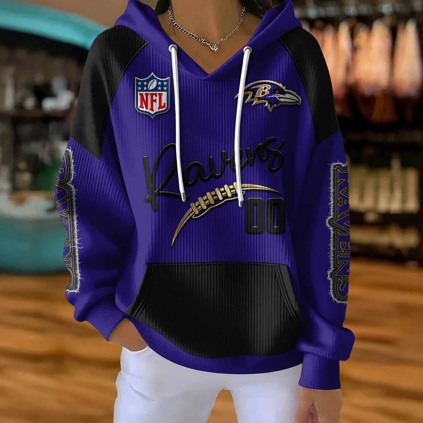 NFL x BAL Football Women's Hooded Sweater HLP HLPHUONG
