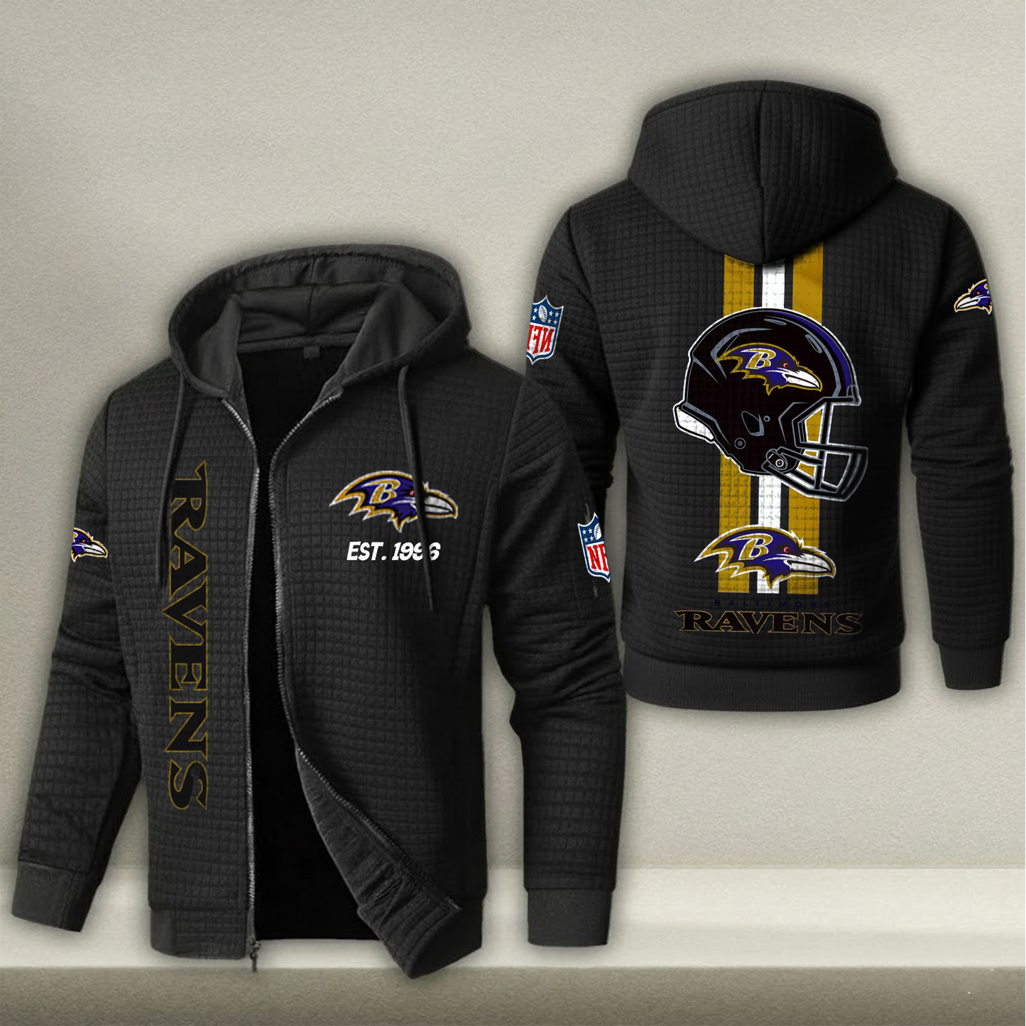 NFL x BAL Real Fan Waffle Zip Hoodie HLP HLPHUONG