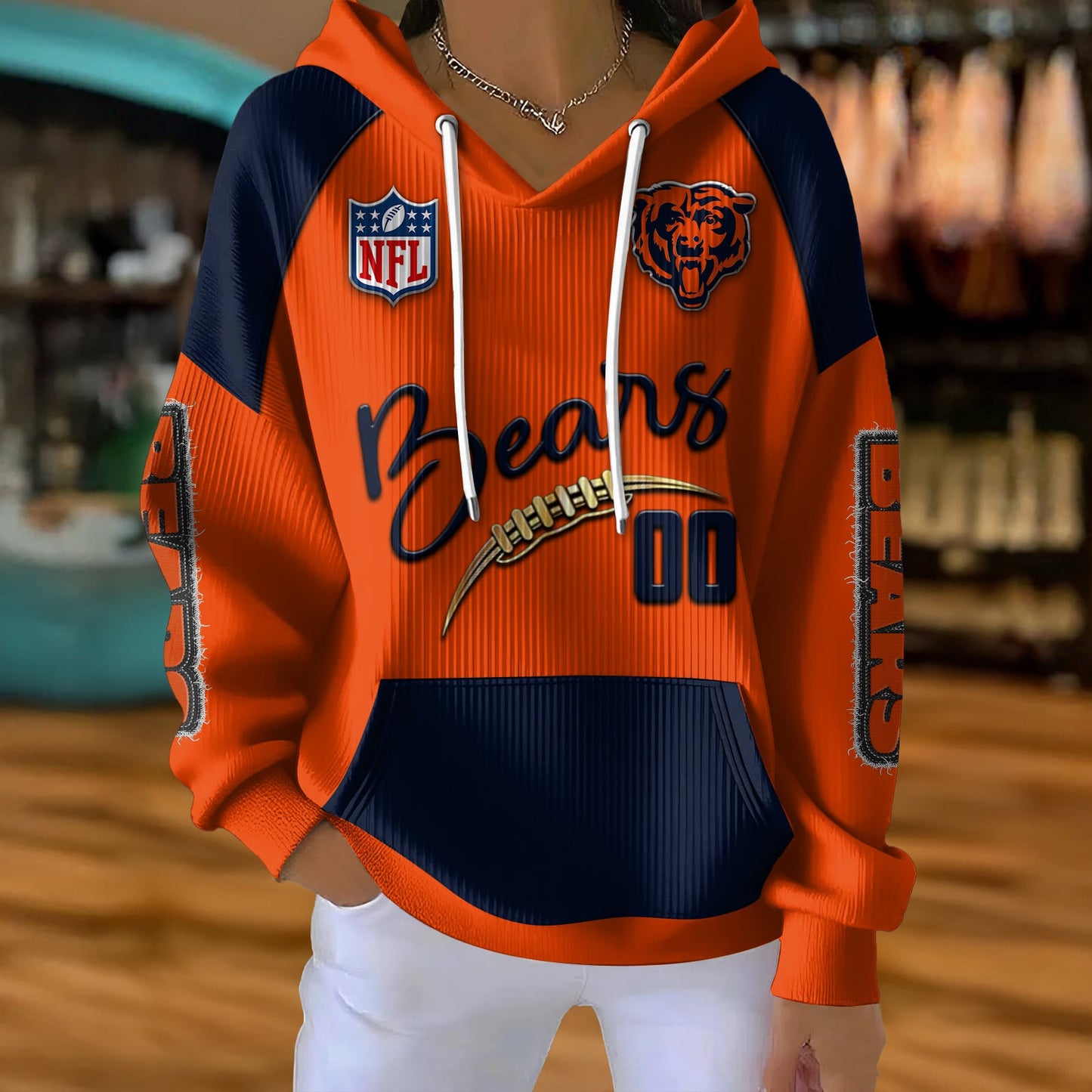 NFL x CHI Football Women's Hooded Sweater HLP HLPHUONG