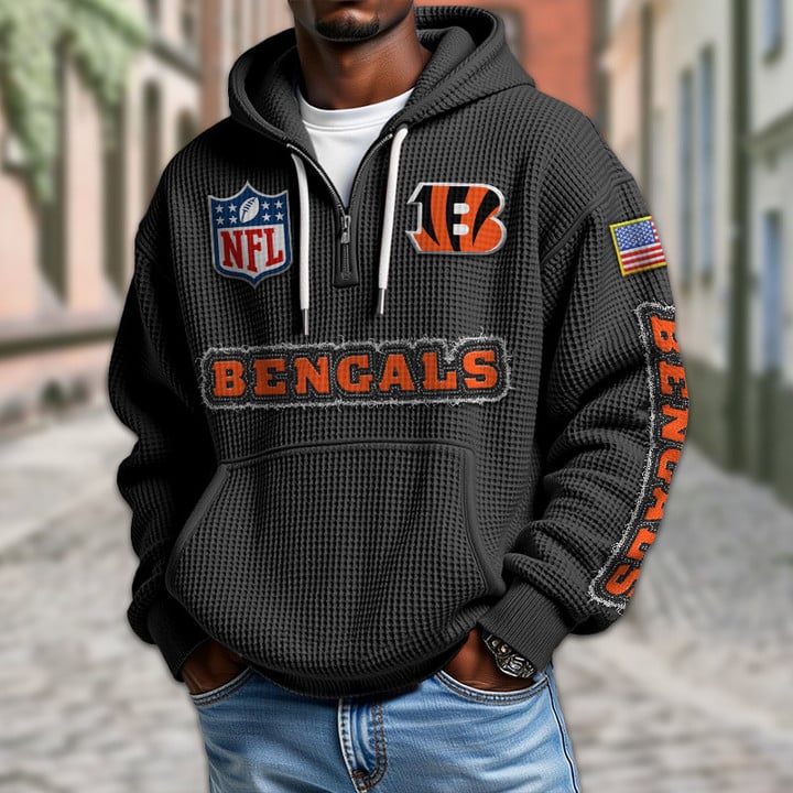 NFL x CIN Waffle Half Zip Hoodie HLP HLPHUONG