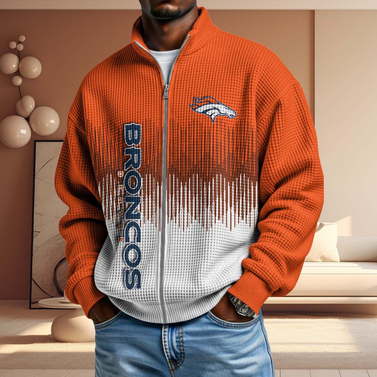 NFL x DEN BiColour Waffle Zipper Jacket HLP HLPHUONG