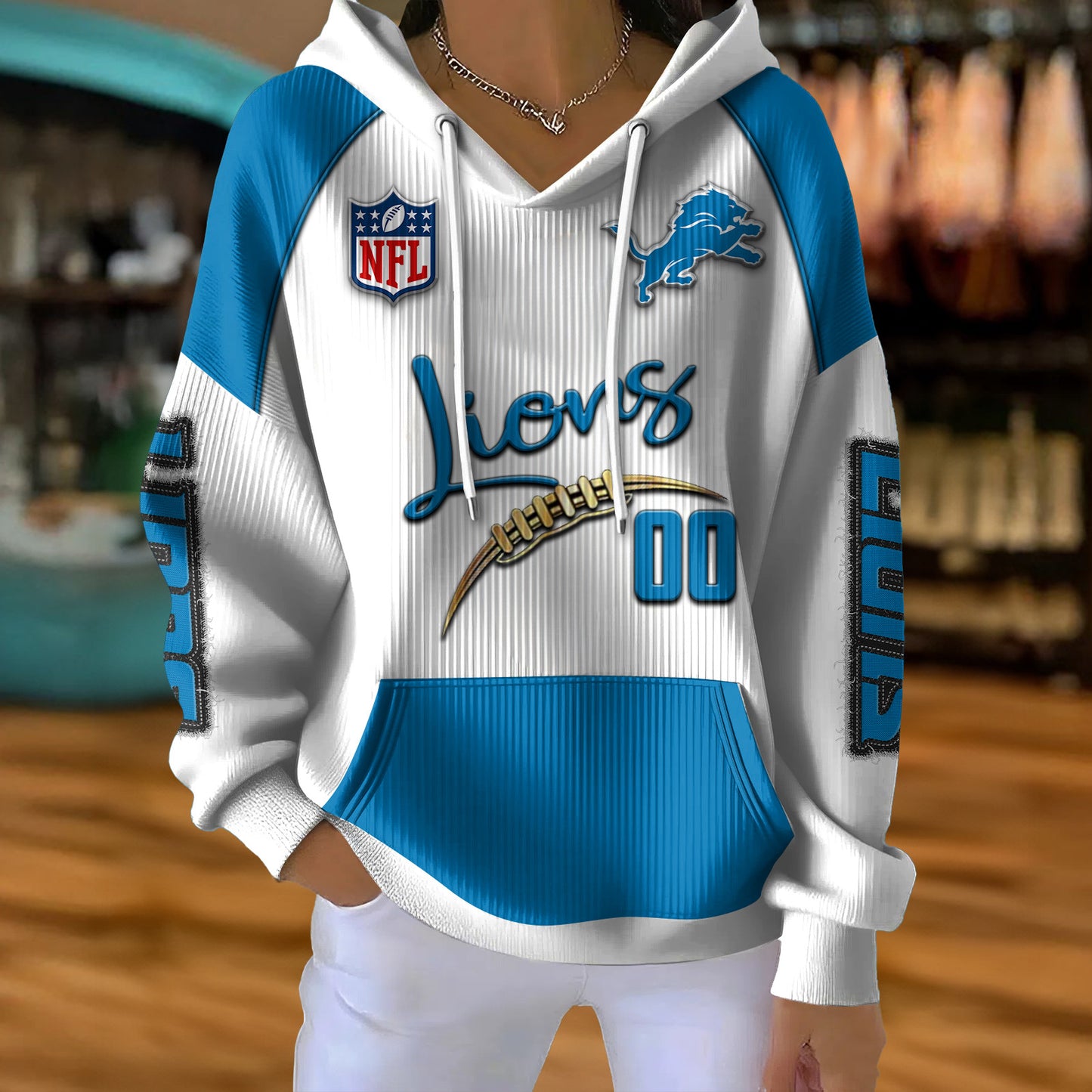 NFL x DET Football Women's Hooded Sweater HLP HLPHUONG