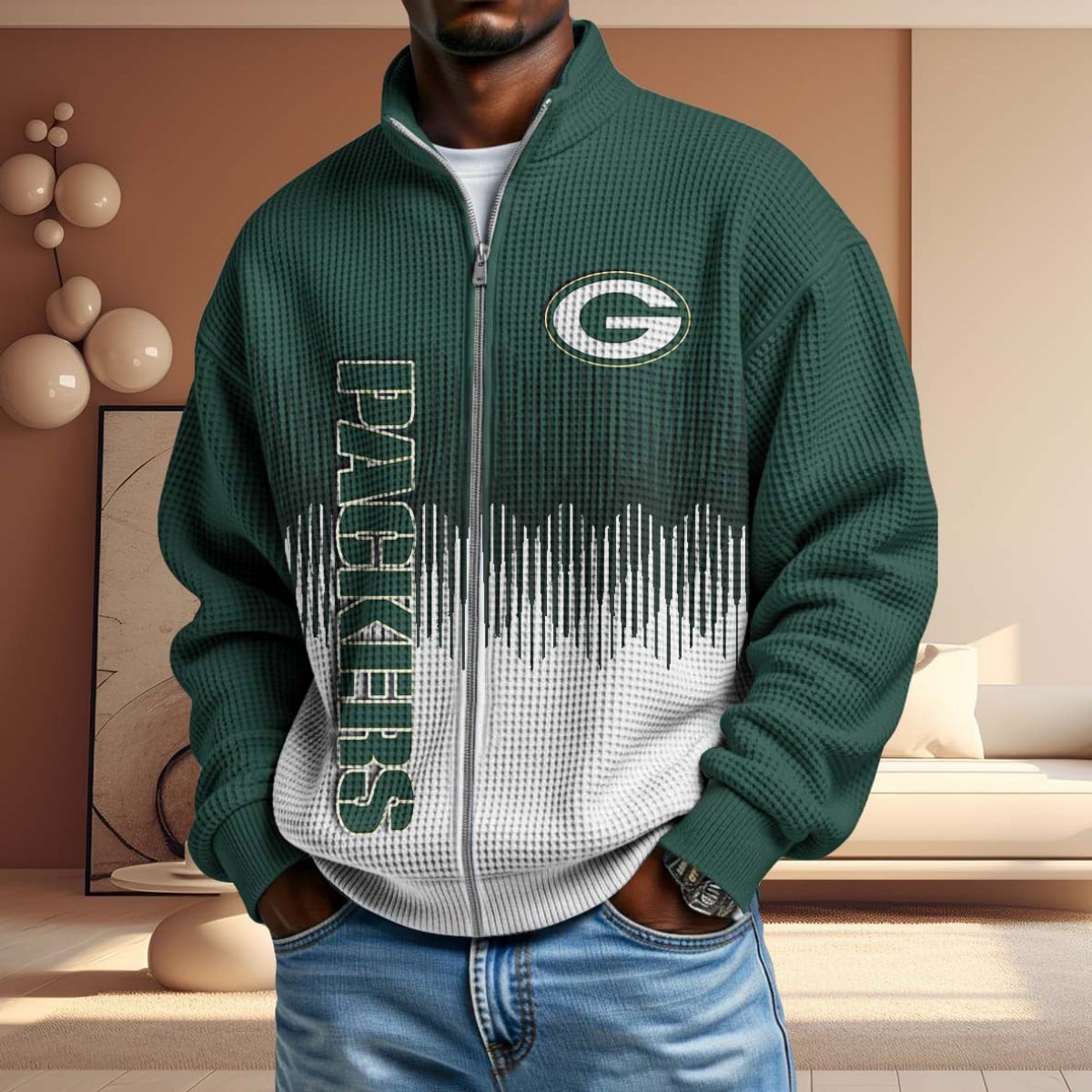NFL x GB BiColour Waffle Zipper Jacket HLP HLPHUONG