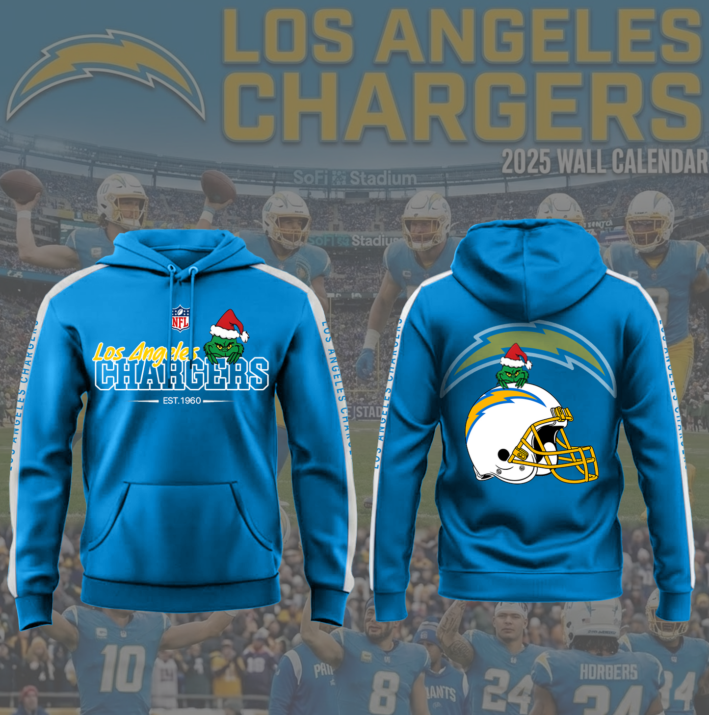 NFL x LAC Merry Grinchmas 3D Hoodie HLP HLPHUONG