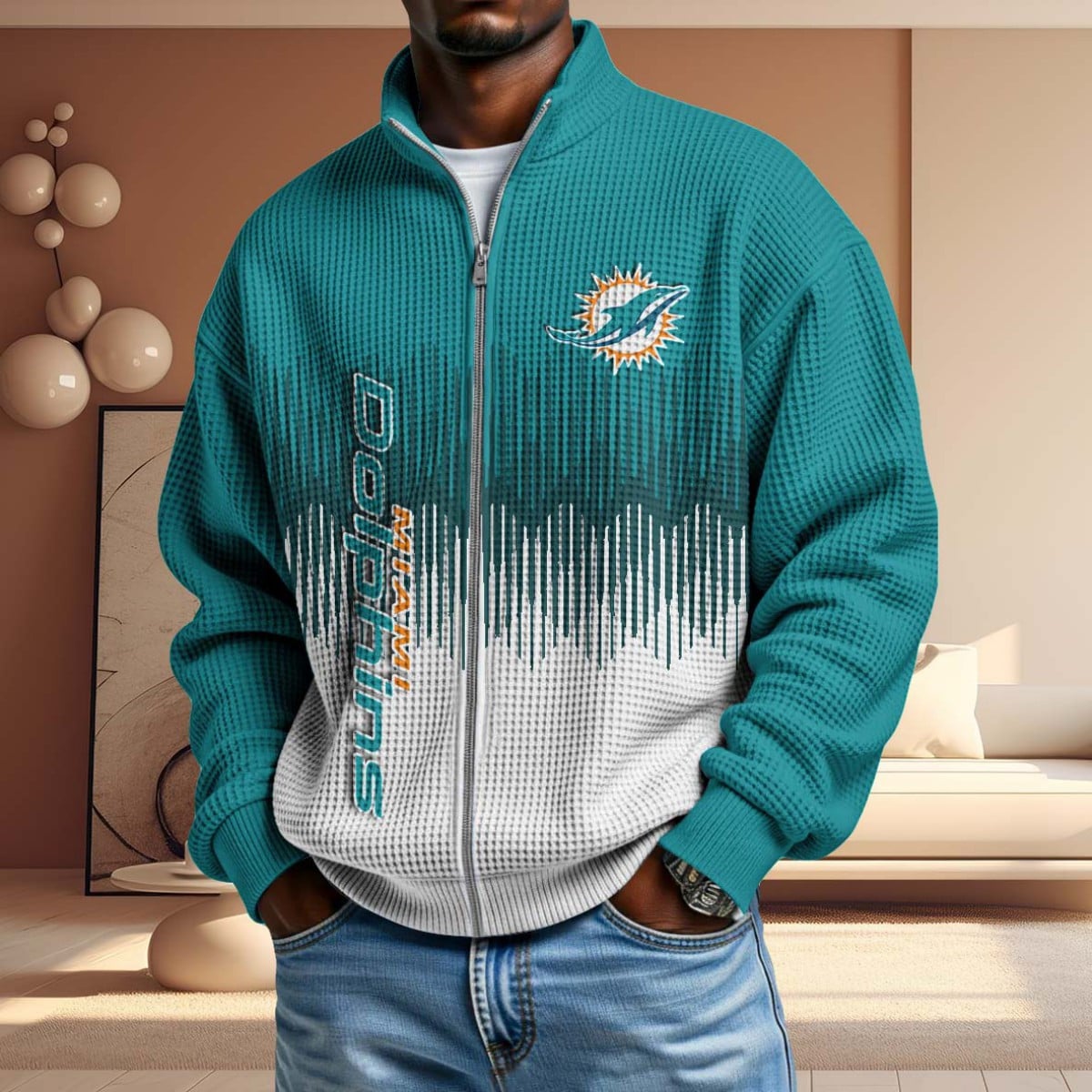 NFL x MIA BiColour Waffle Zipper Jacket HLP HLPHUONG