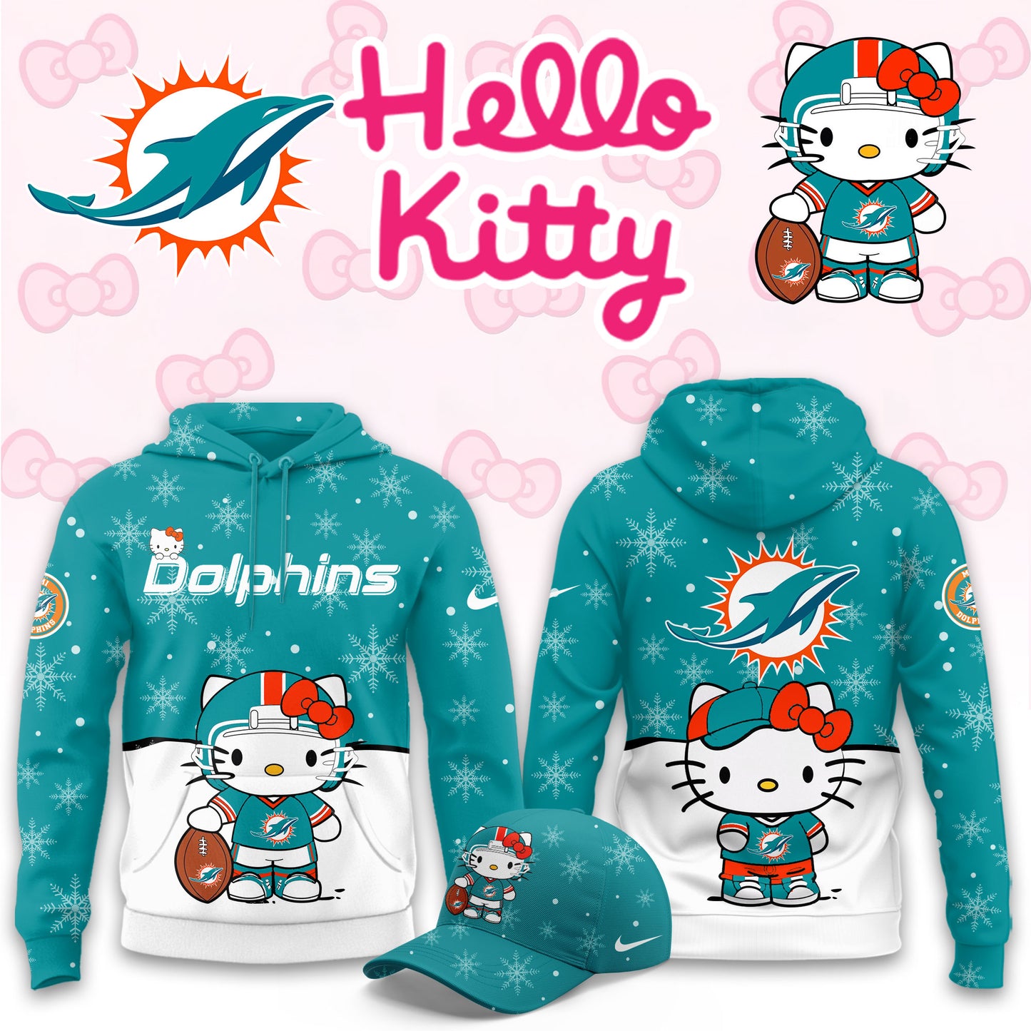 NFL x MIA Chrismas Hello KT 3D Hoodie HLP HLPHUONG