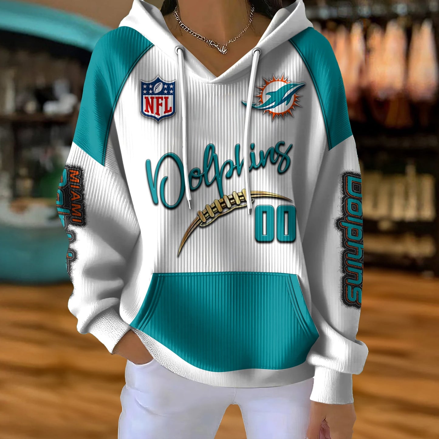 NFL x MIA Football Women's Hooded Sweater HLP HLPHUONG