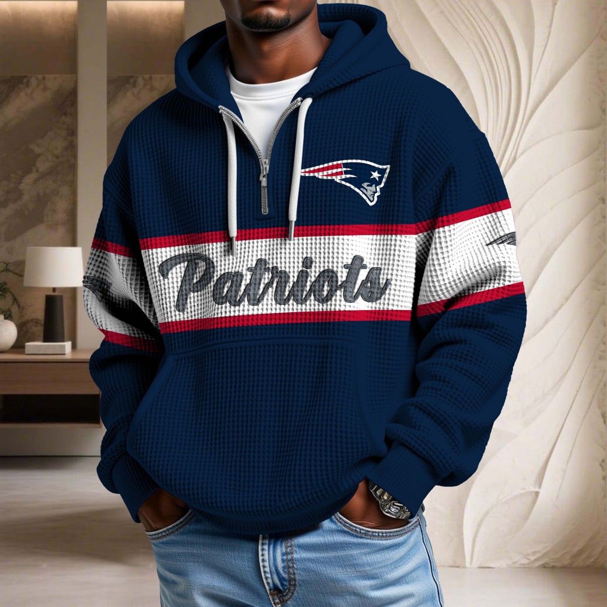 NFL x NE Waffle Half Zip Hoodie HLP HLPHUONG