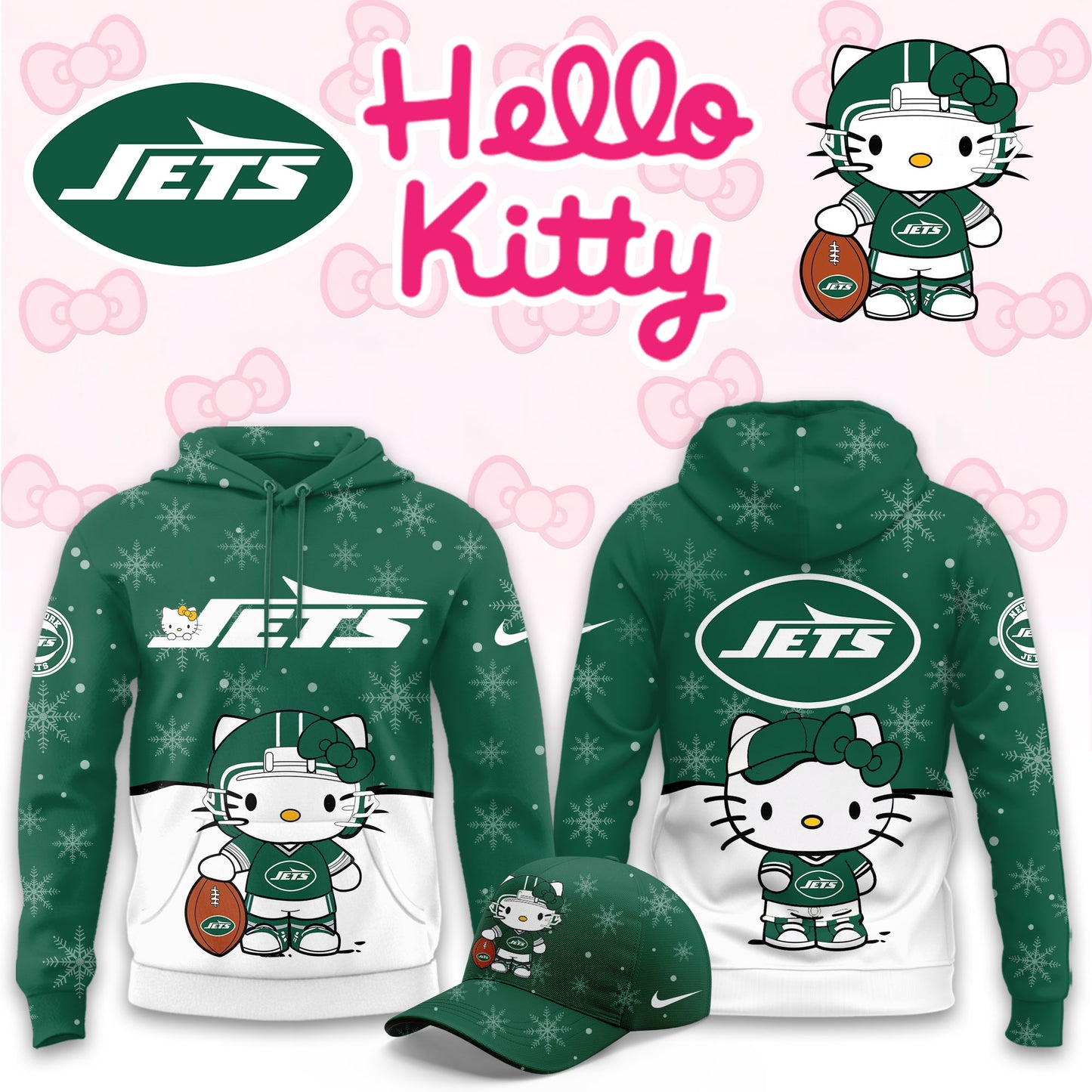 NFL x NYJ Chrismas Hello KT 3D Hoodie HLP HLPHUONG