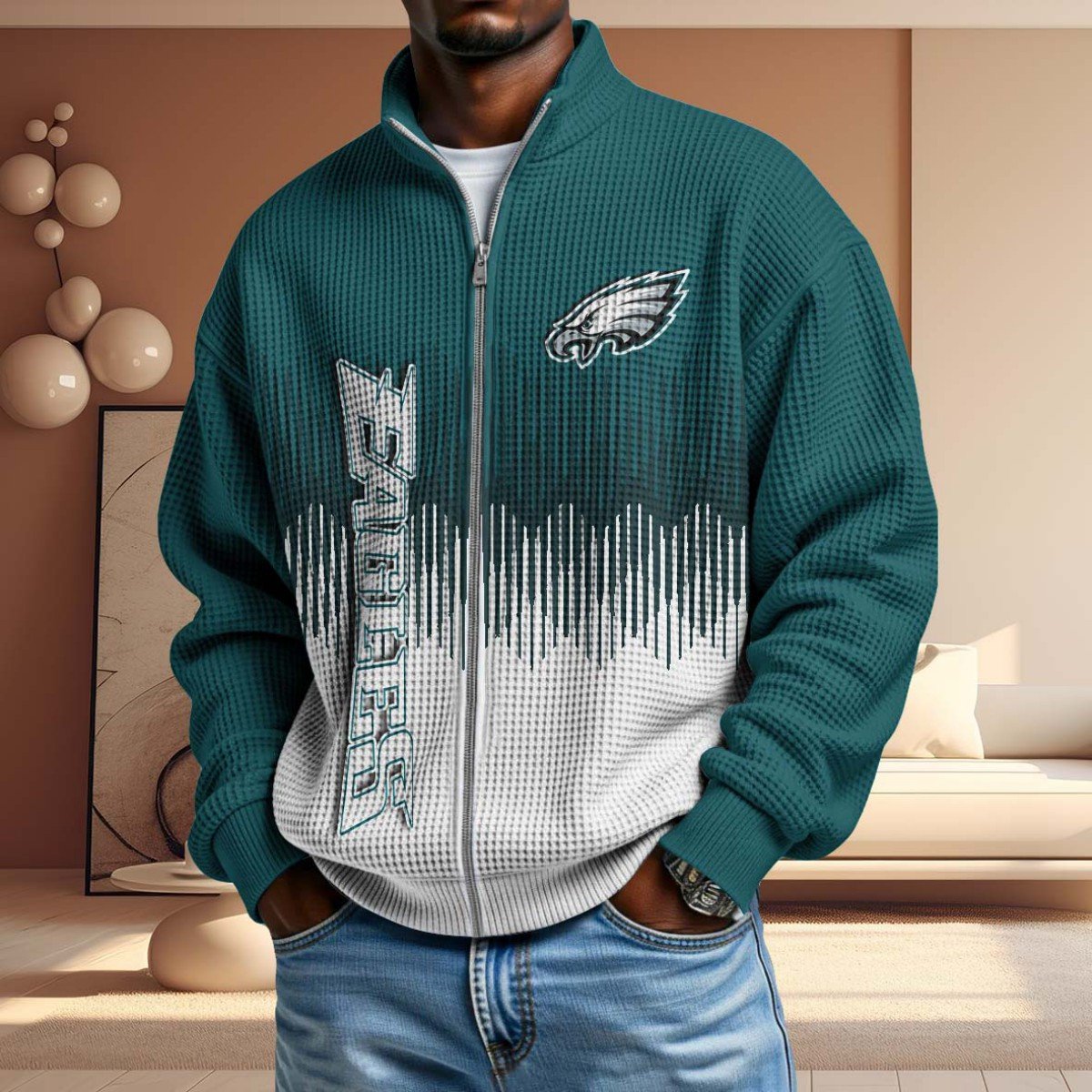 NFL x PHI BiColour Waffle Zipper Jacket HLP HLPHUONG