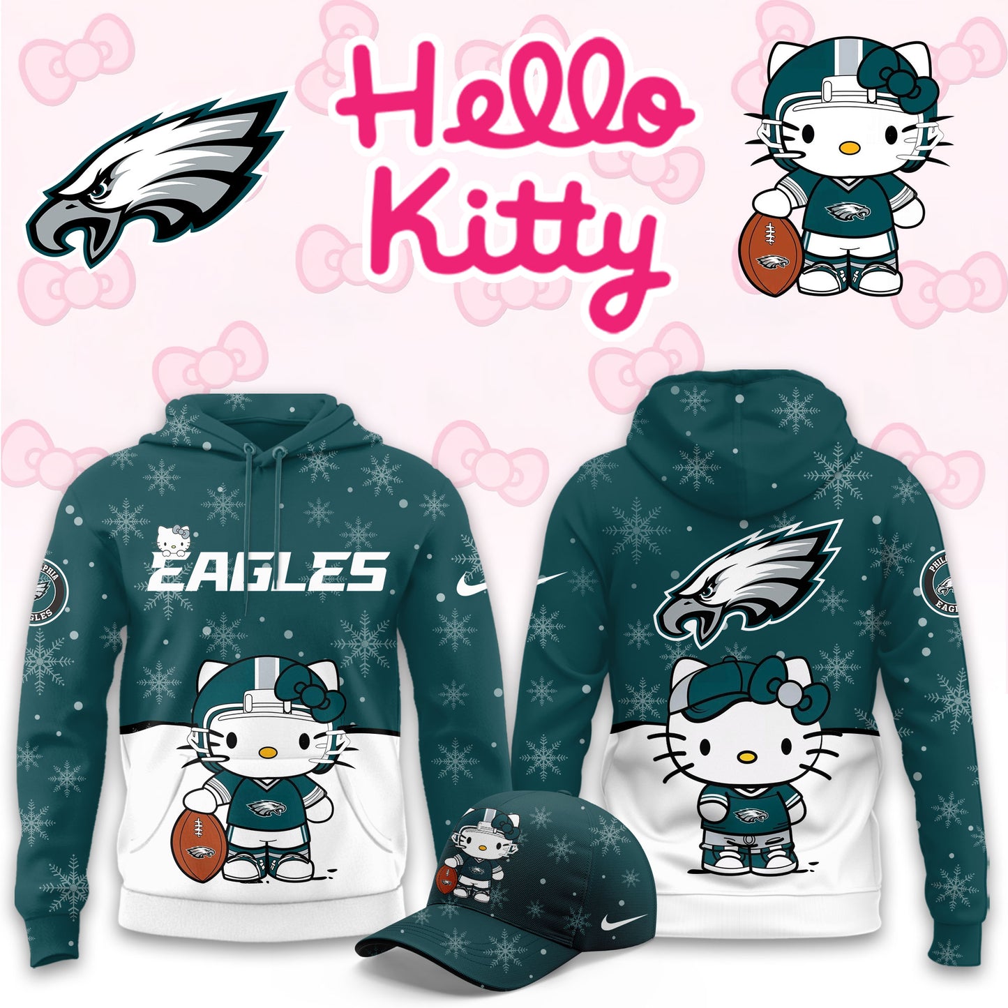 NFL x PHI Chrismas Hello KT 3D Hoodie HLP HLPHUONG