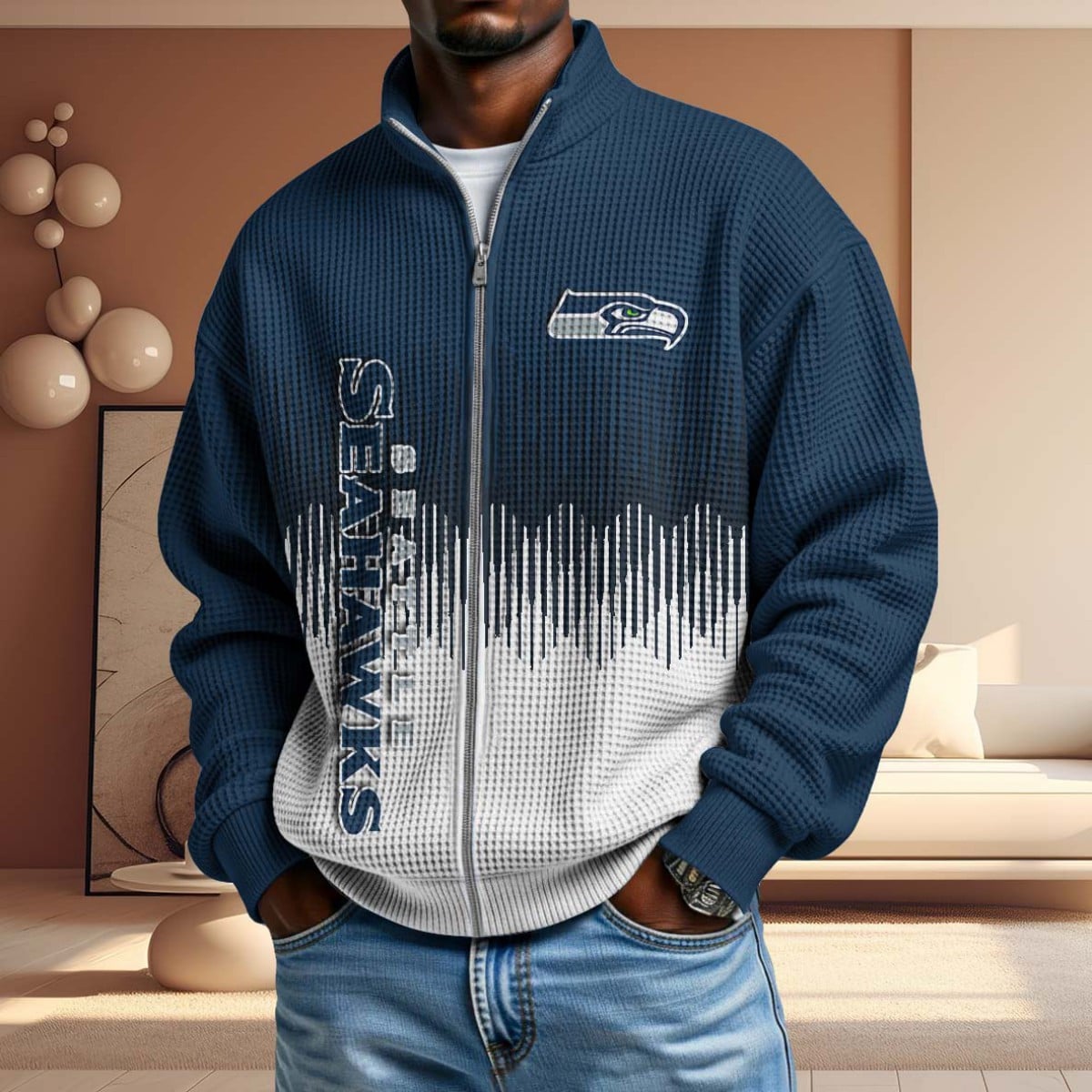 NFL x SEA BiColour Waffle Zipper Jacket HLP HLPHUONG