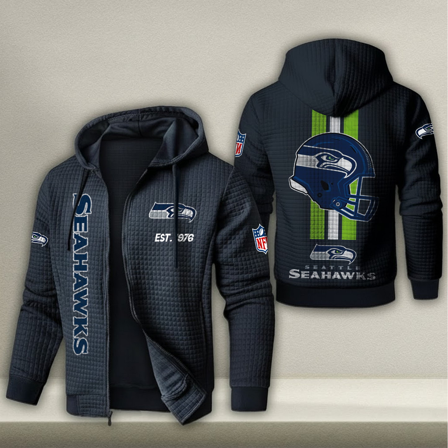 NFL x SEA Real Fan Waffle Zip Hoodie HLP HLPHUONG