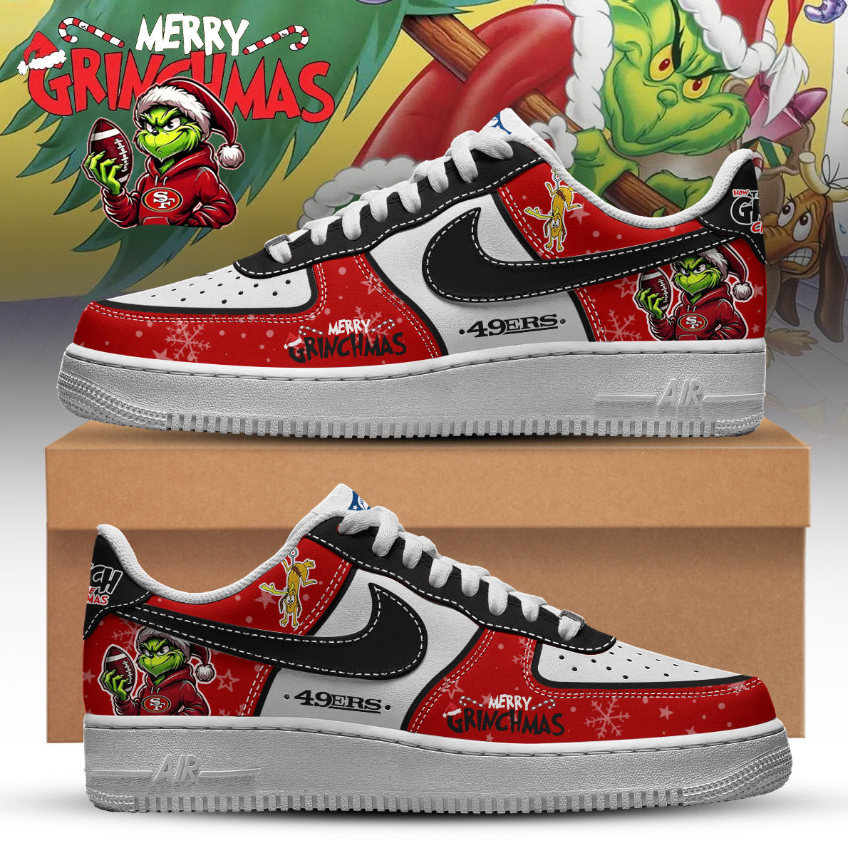 NFL x SF Merry Grinchmas Premium AF1 Sneaker HLP HLPHUONG