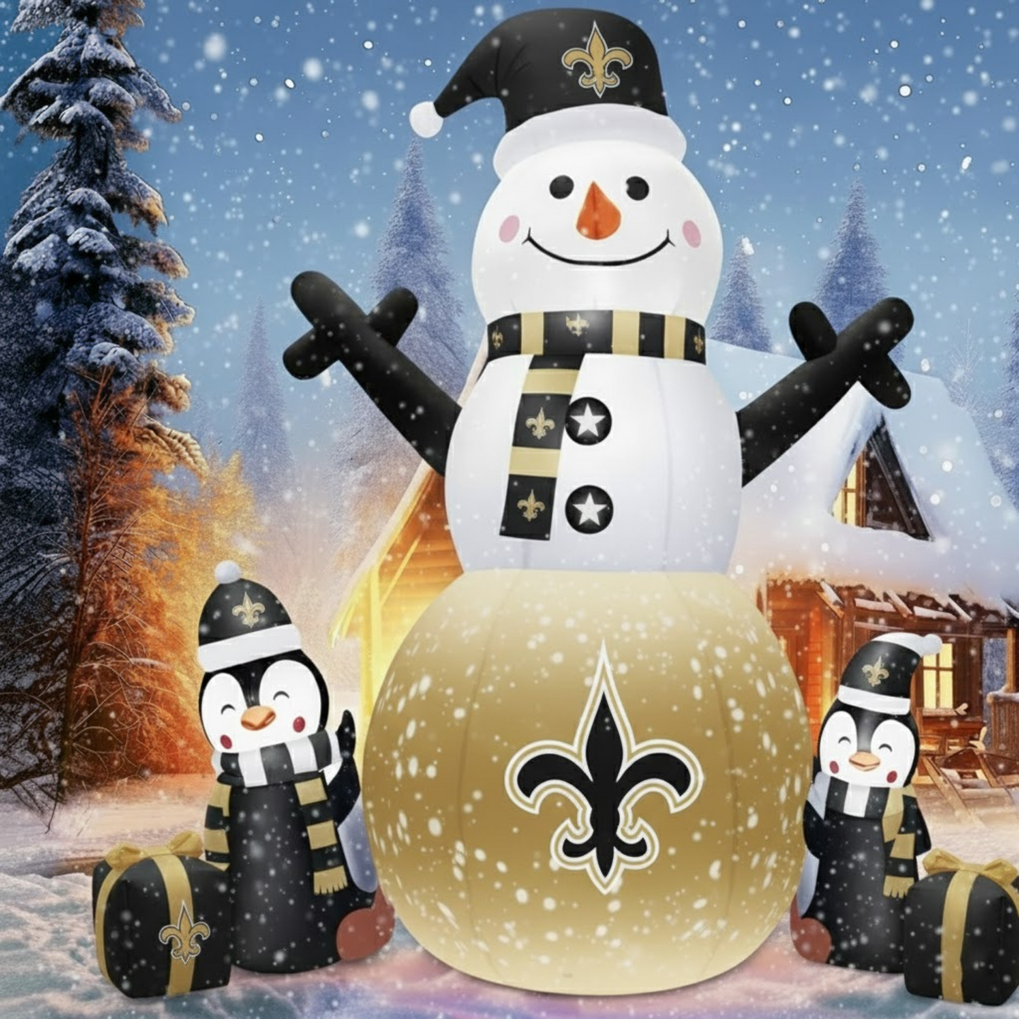 NO X NFL Inflatable Snowman Decoration with Penguin Companions NAK NHT