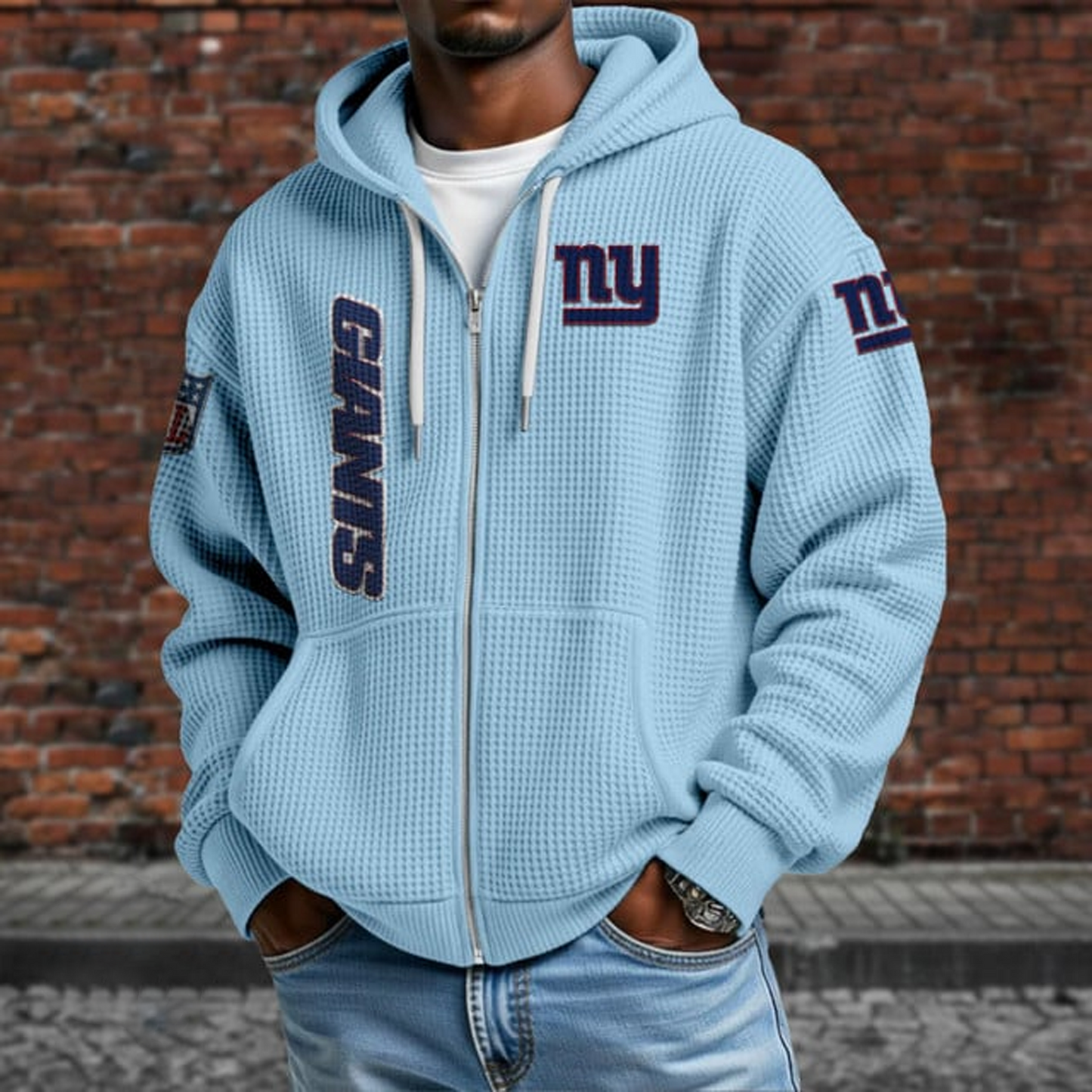 NYG X NFL Textured Lounge Zip-up Hoodie NAK NHT