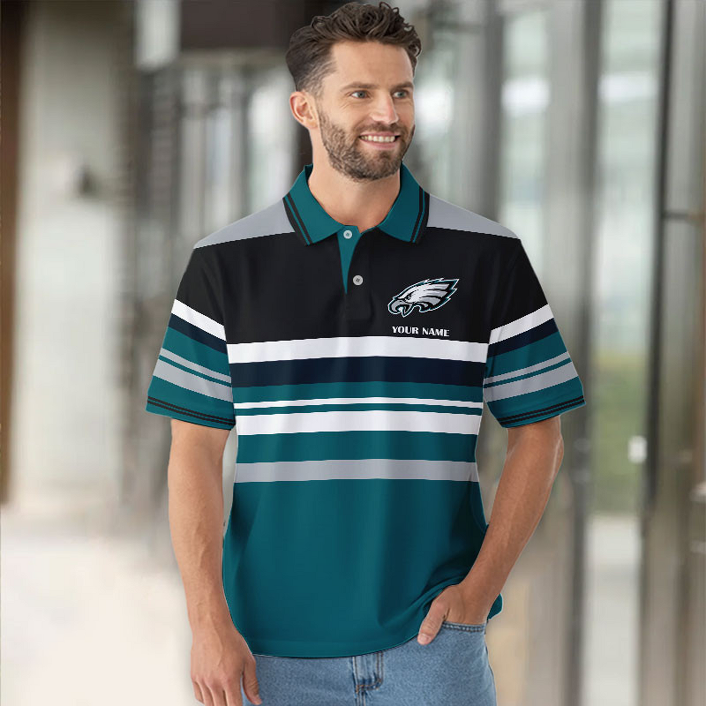 PHI x NFL New Style Men Short Sleeves Polo Shirt DatND DVT